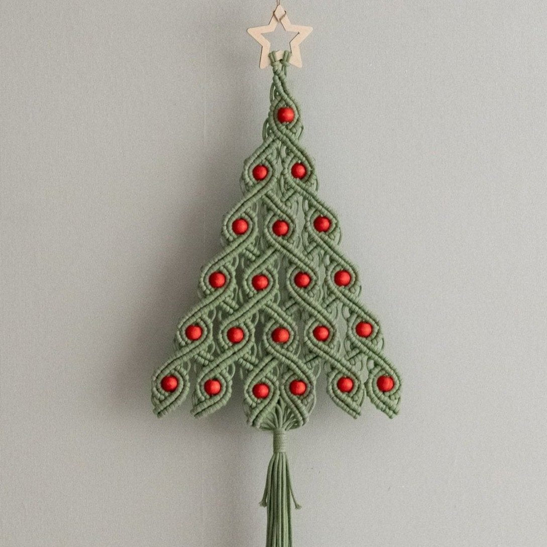 Árbol de Navidad de macramé para la decoración festiva del hogar 