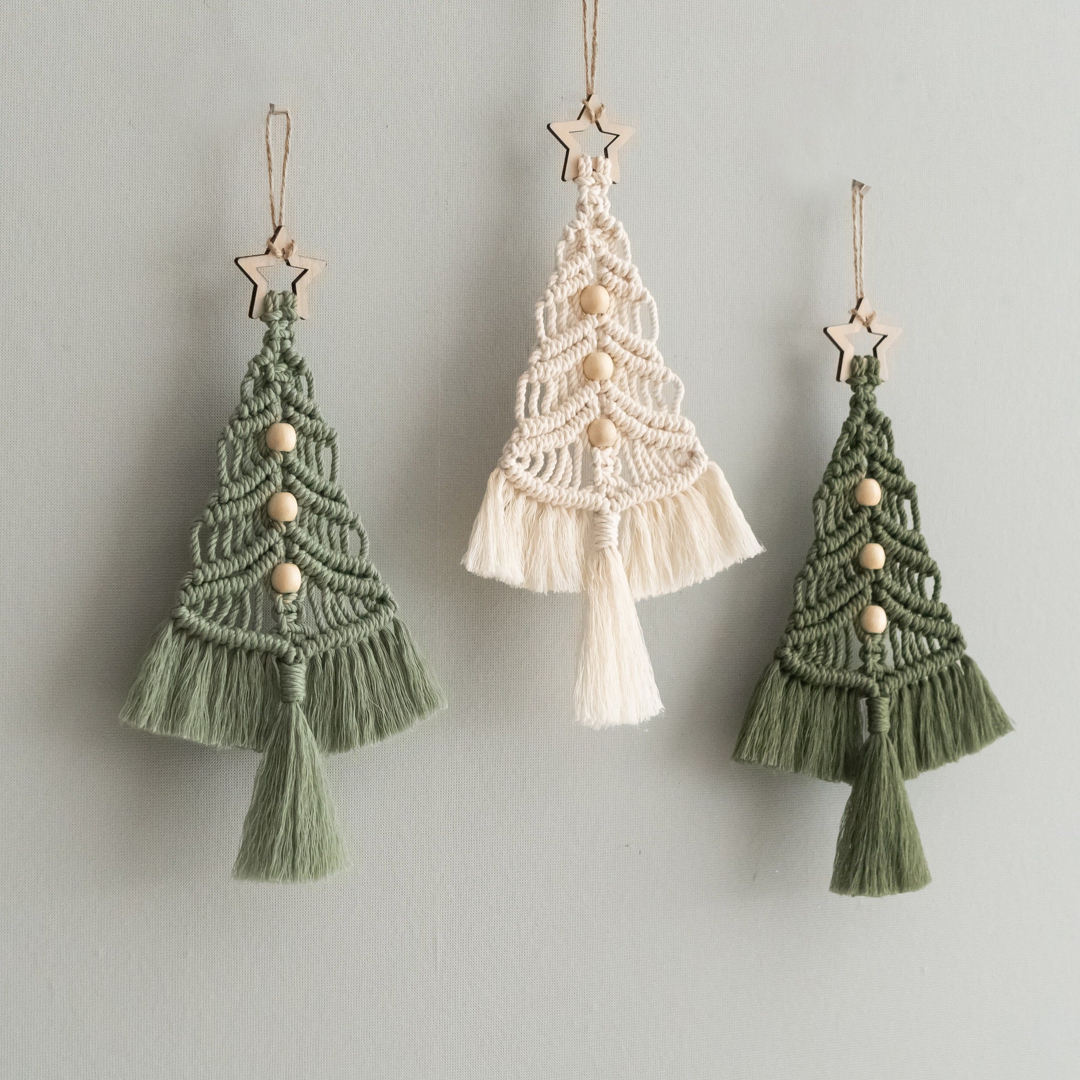 DIY Christmas Tree Macrame Kit – Cotton Cord Rustic Ornament Kit K13