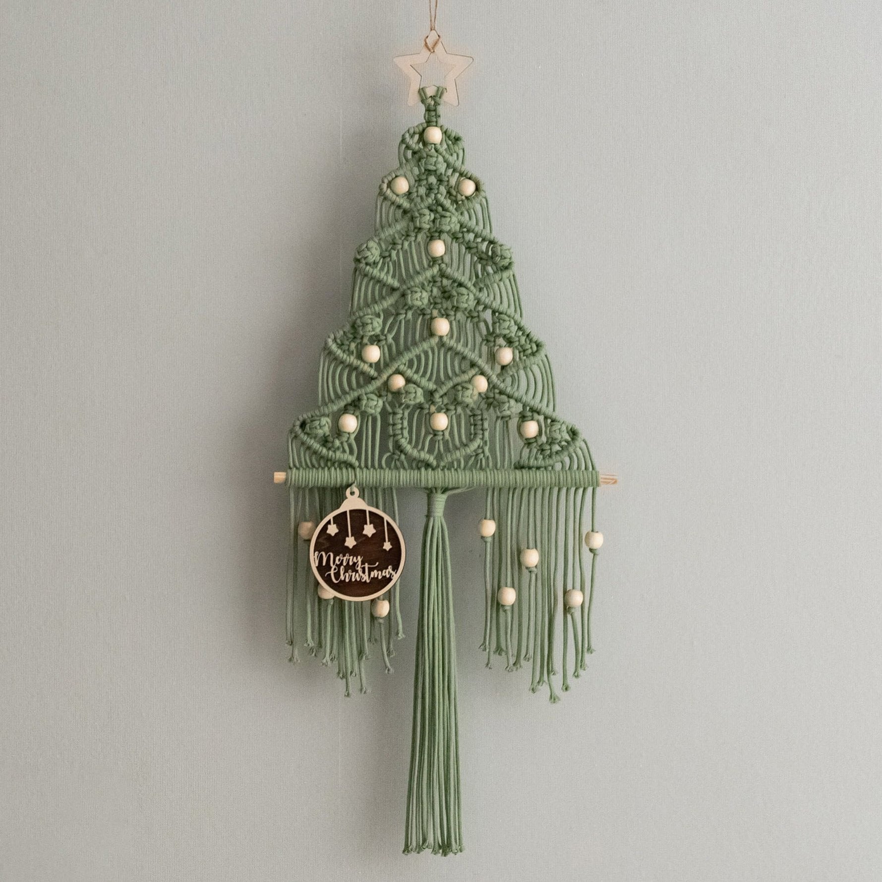 Makramee Weihnachtsbaum-Wandbehang für Boho-Weihnachtsdekoration