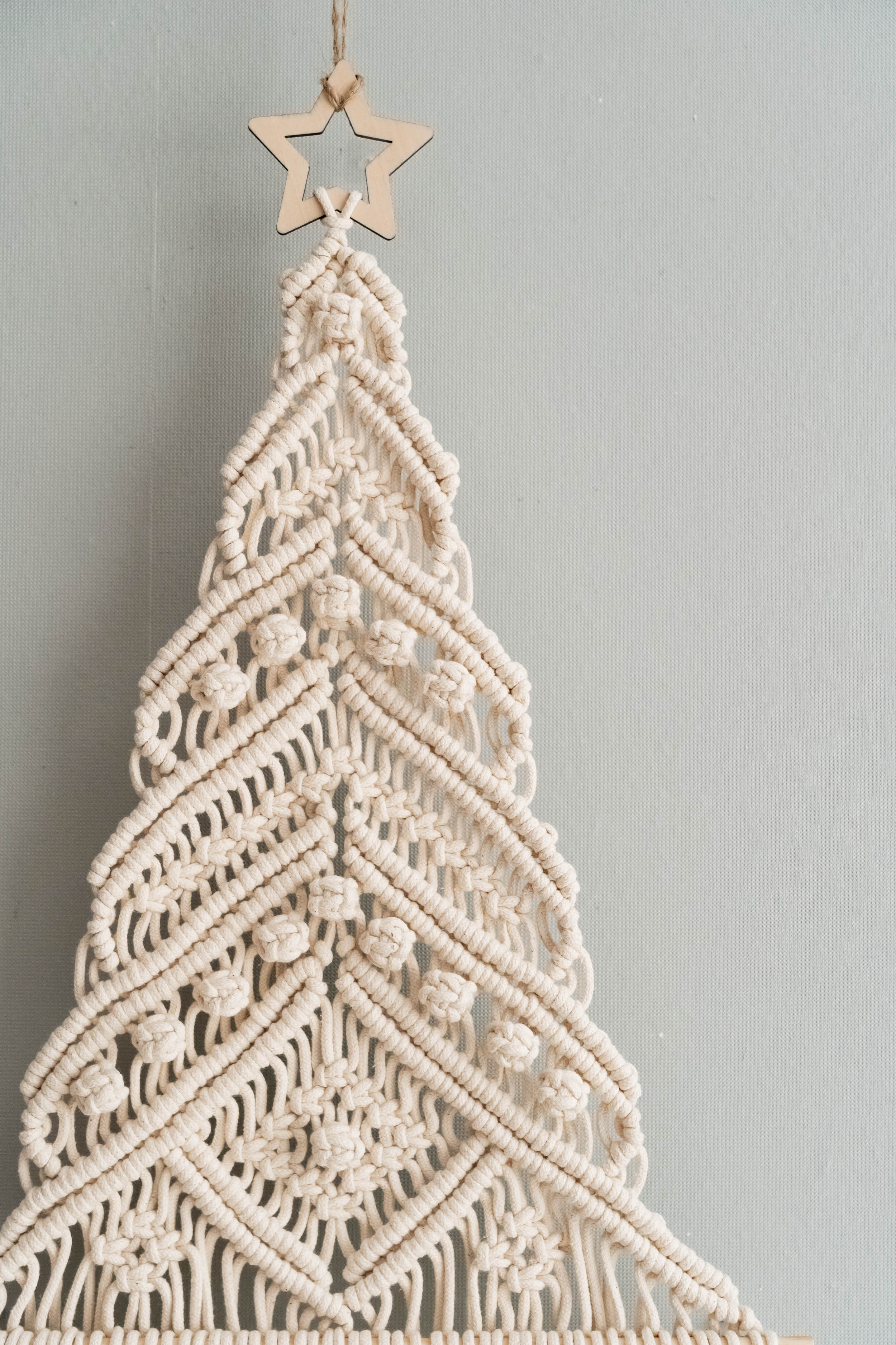 Árbol de Navidad de macramé para decoración de pared navideña estilo bohemio 