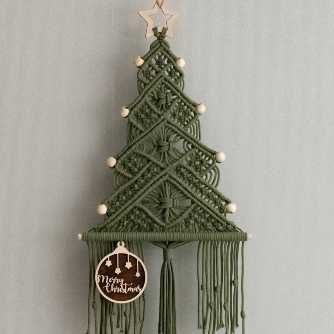 Árbol de Navidad de macramé para la decoración festiva del hogar 