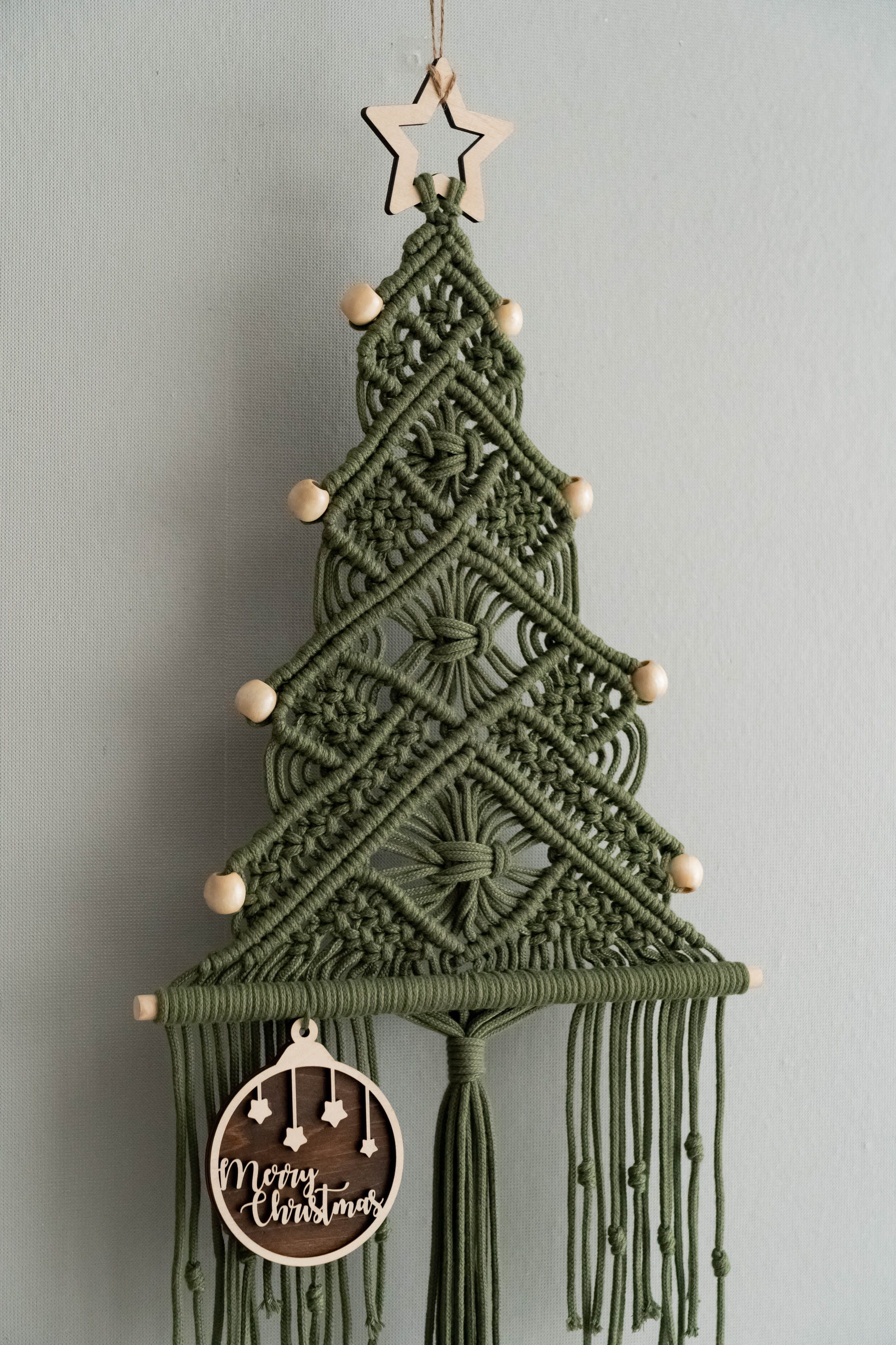 Makramee Weihnachtsbaum-Wandbehang für Boho-Weihnachtsdekoration 