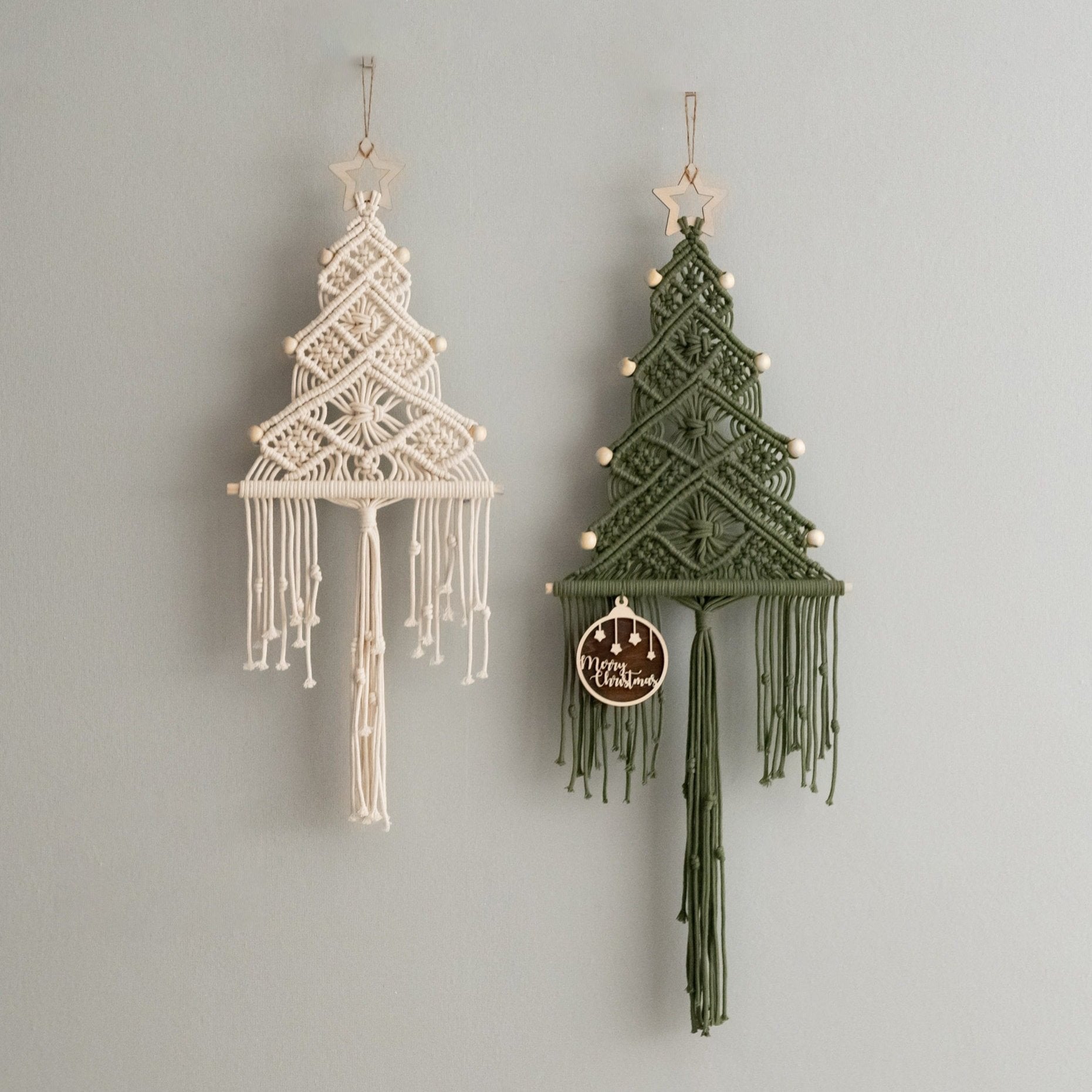 Makramee Weihnachtsbaum-Wandbehang für Boho-Weihnachtsdekoration 