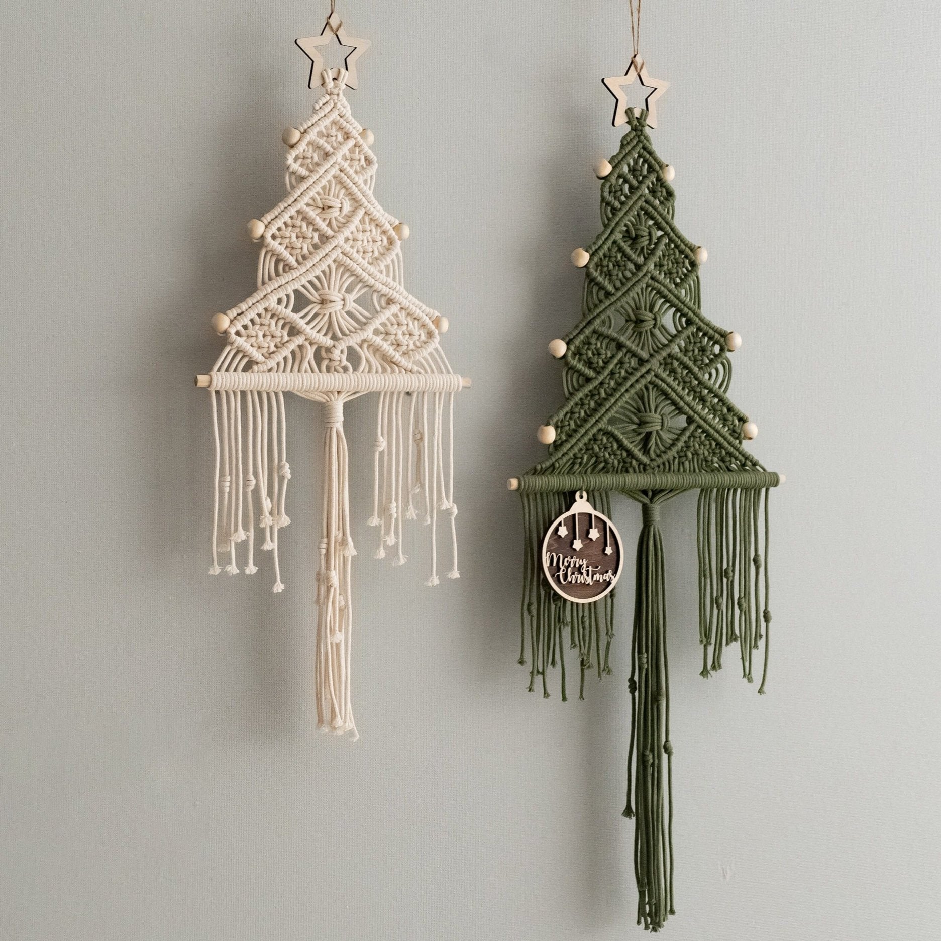 Árbol de Navidad de macramé para la decoración festiva del hogar 