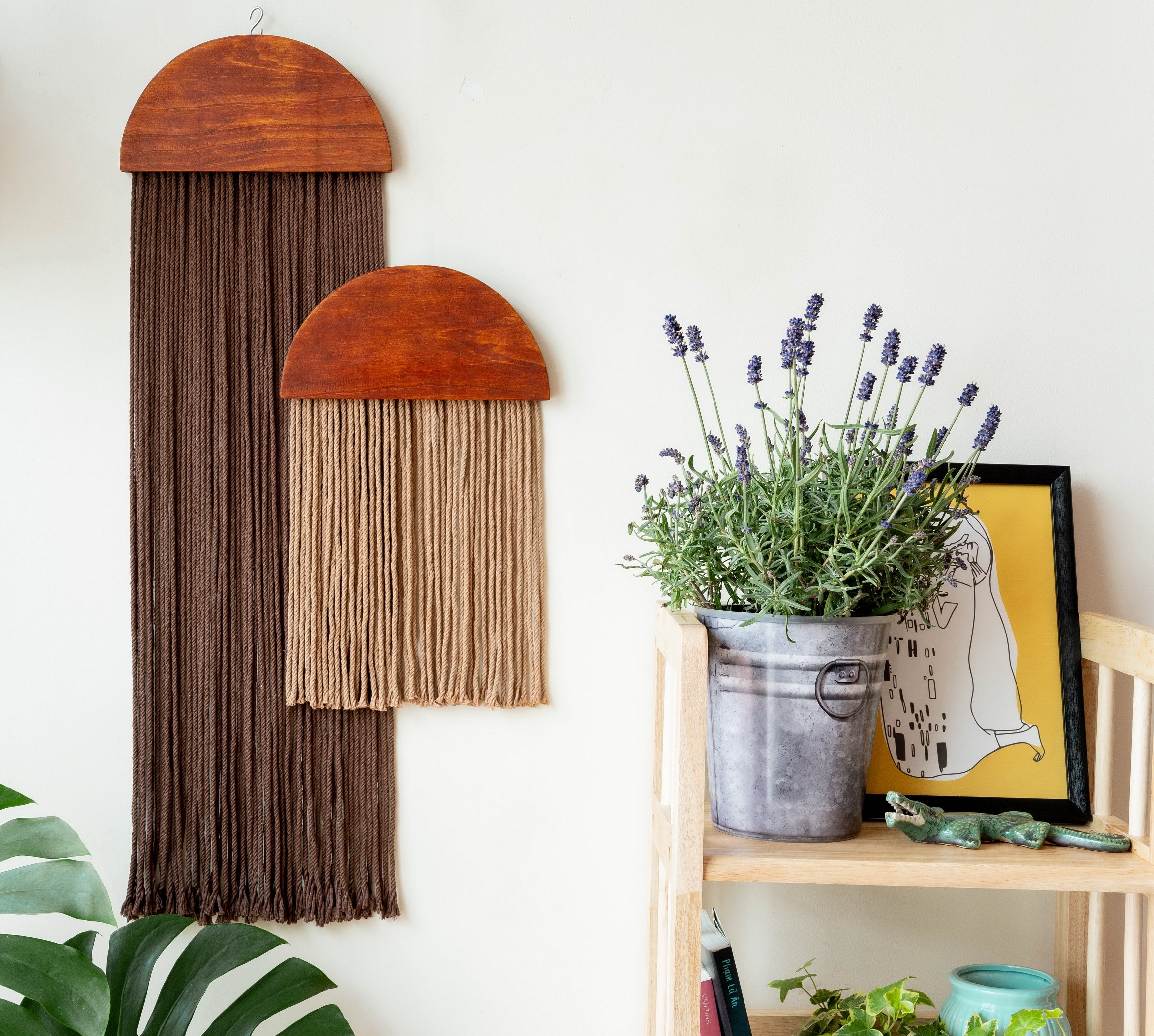 Half Moon Fiber Art Wall Hanger for Modern Decoration