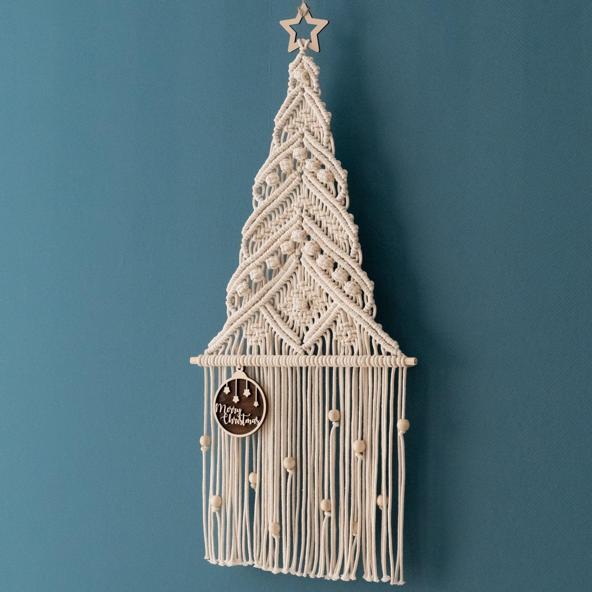 Árbol de Navidad de macramé para decoración de pared navideña estilo bohemio 