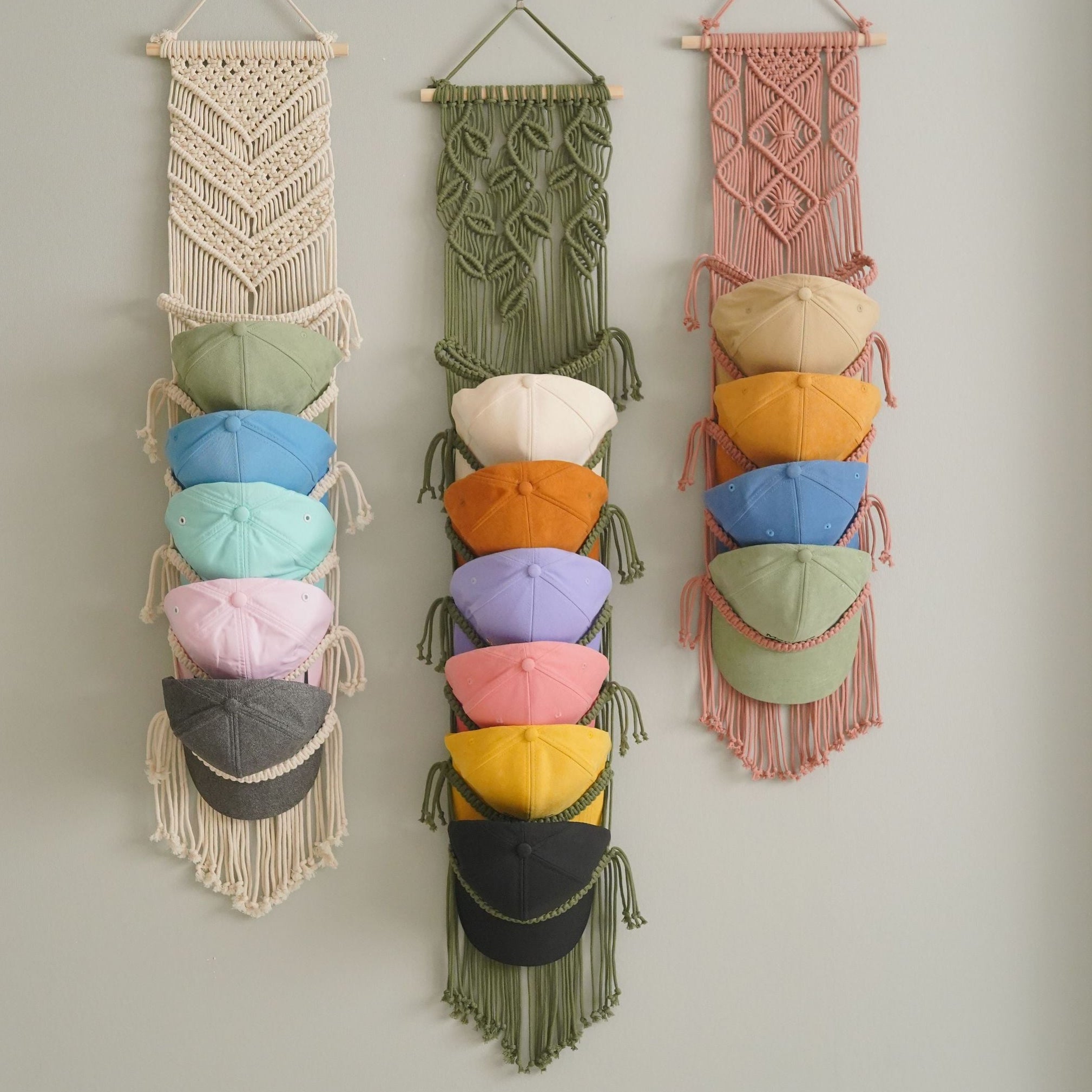 Stylish Macrame Cap Organizer - Wall Hanging Holder I06