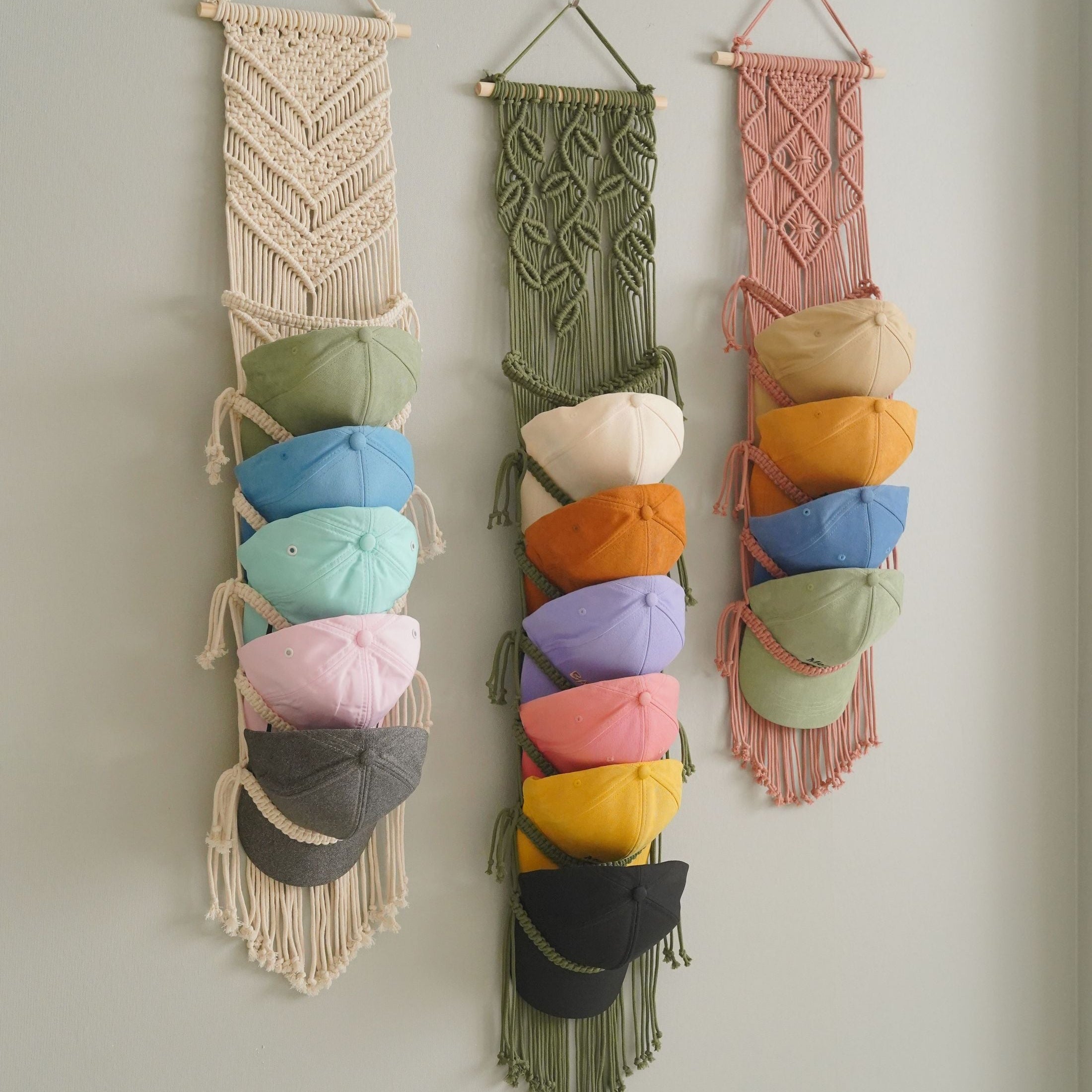 Stylish Macrame Cap Organizer - Wall Hanging Holder I06