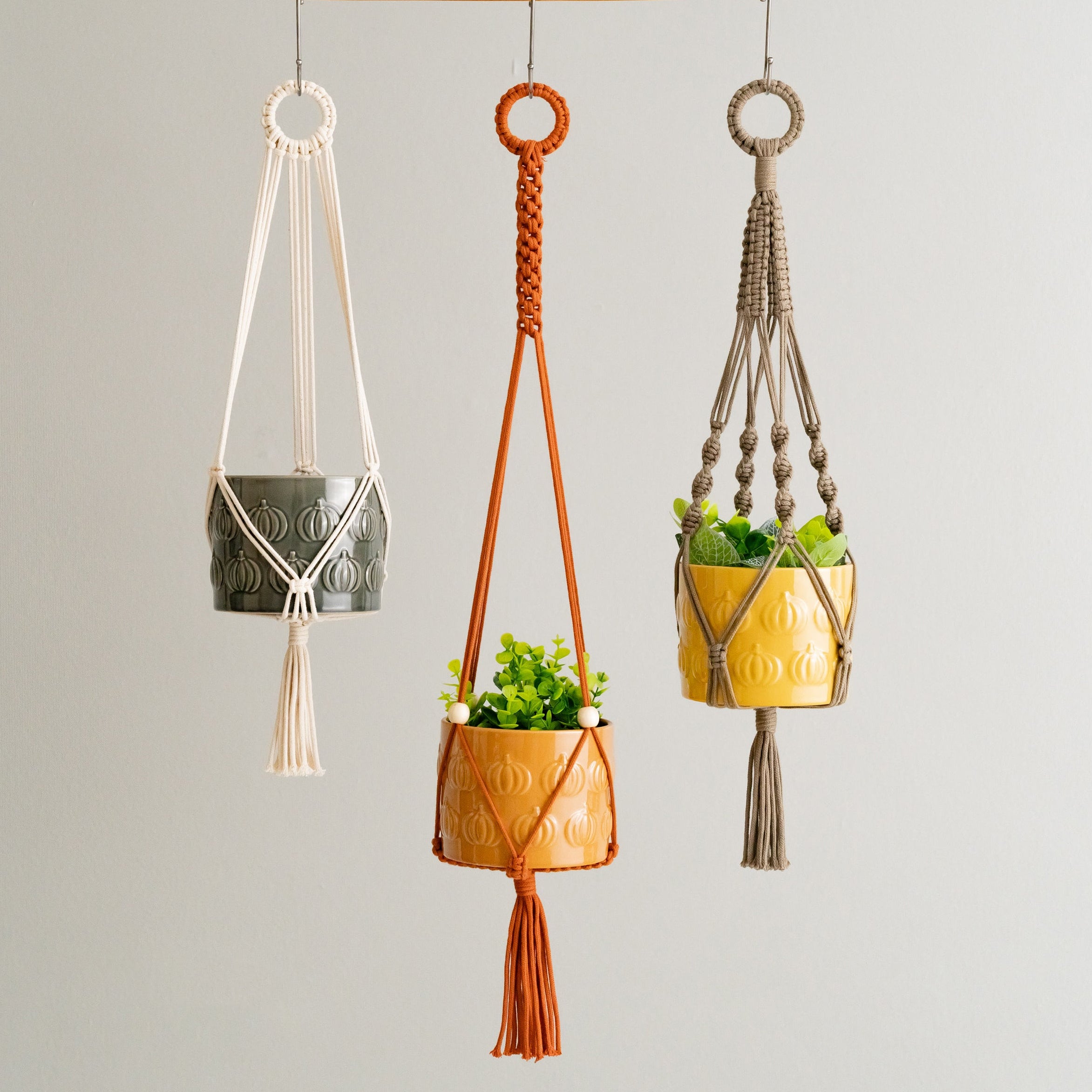 Macrame Hanging Plant Holder – Boho Woven Cotton Wall Hanger I56
