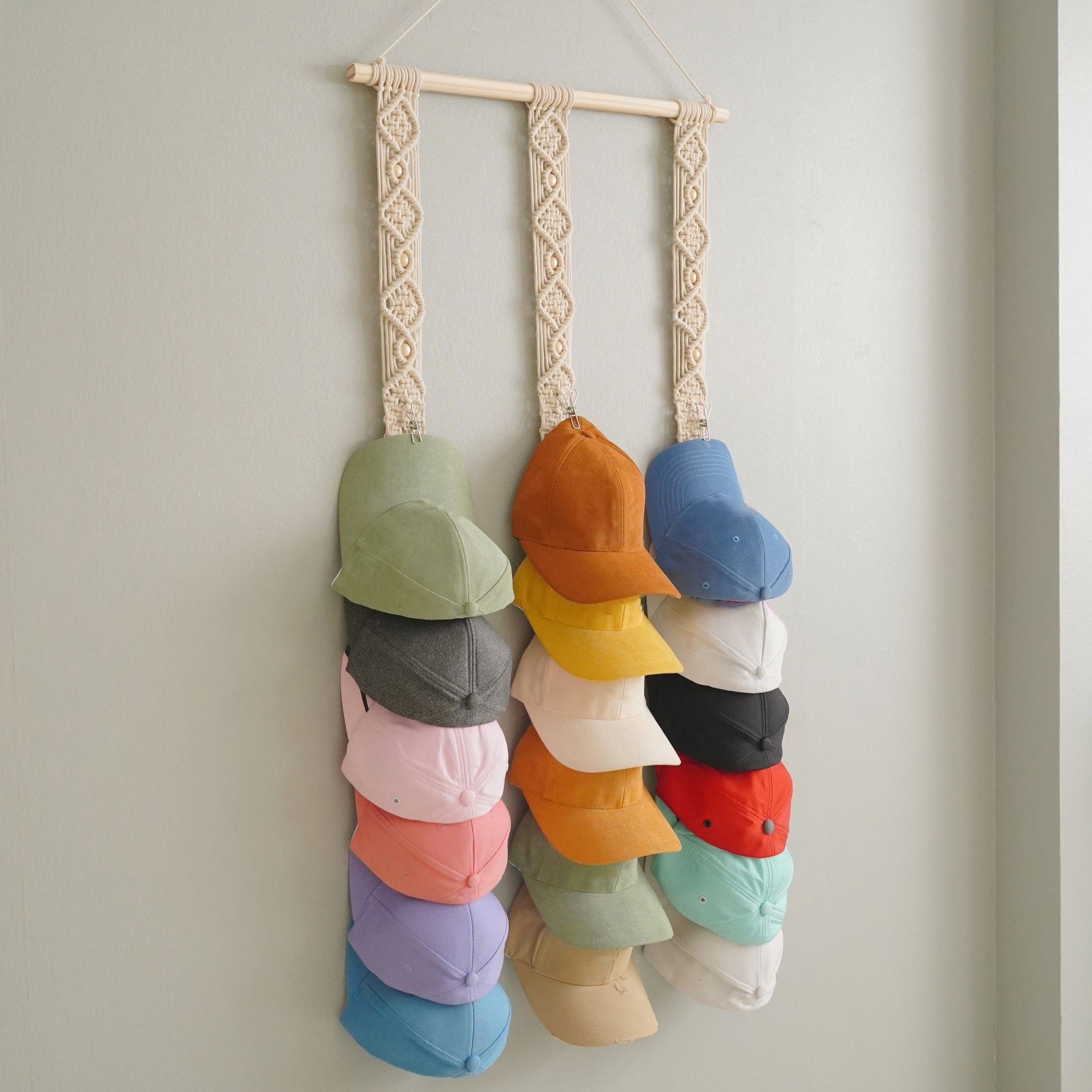 Macrame Cap Hanger macrame cord for Cap Wall Organizer and Boho Decor I21
