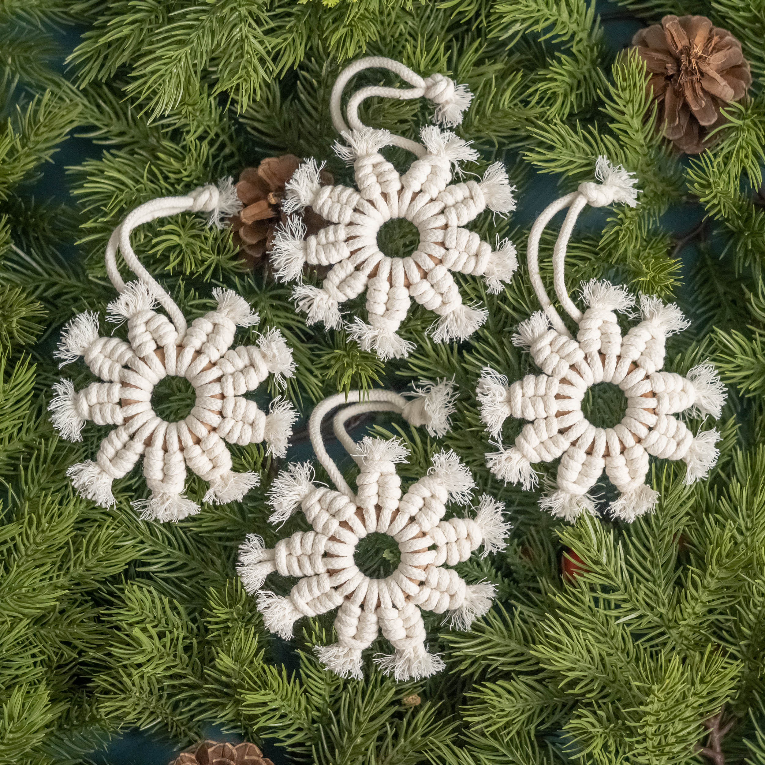 Macrame Snowflake – Rustic Cotton Cord Christmas Ornament Decor X66