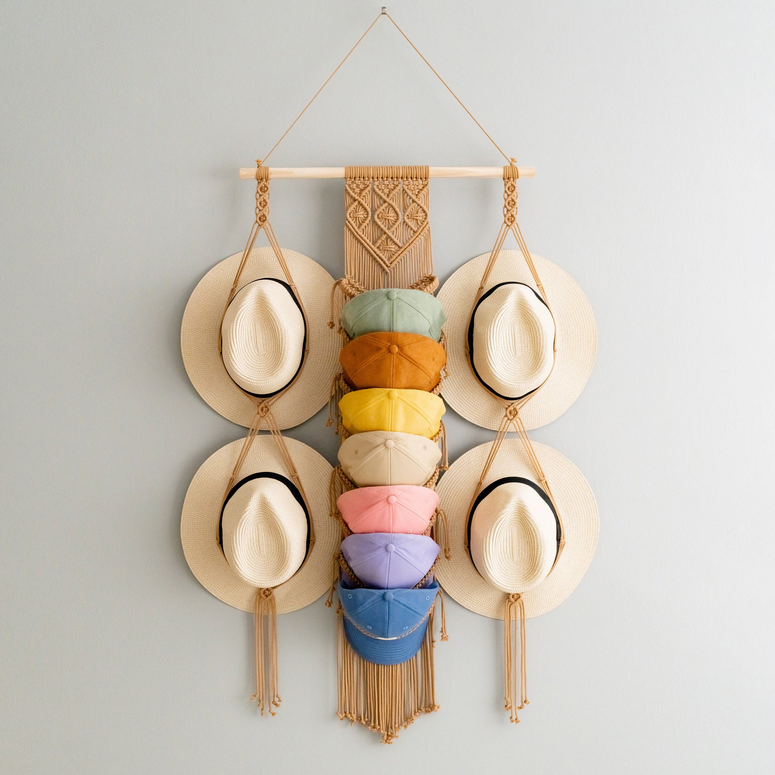 Macrame Hat Hanger macrame cord for Hat Wall Hanger and Boho Decor I53