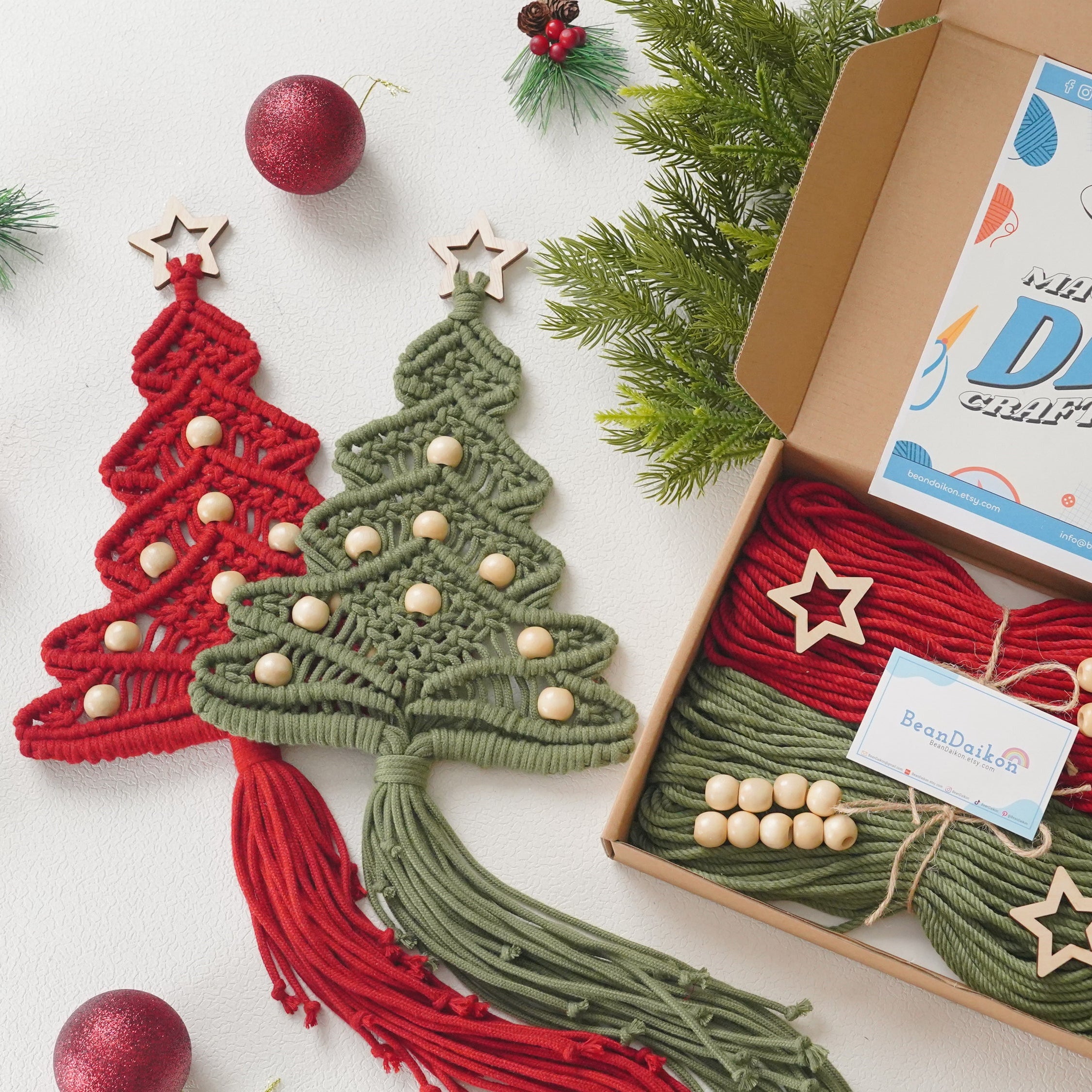 DIY Macrame Christmas Tree Kit – Cotton Cord Holiday Craft K55