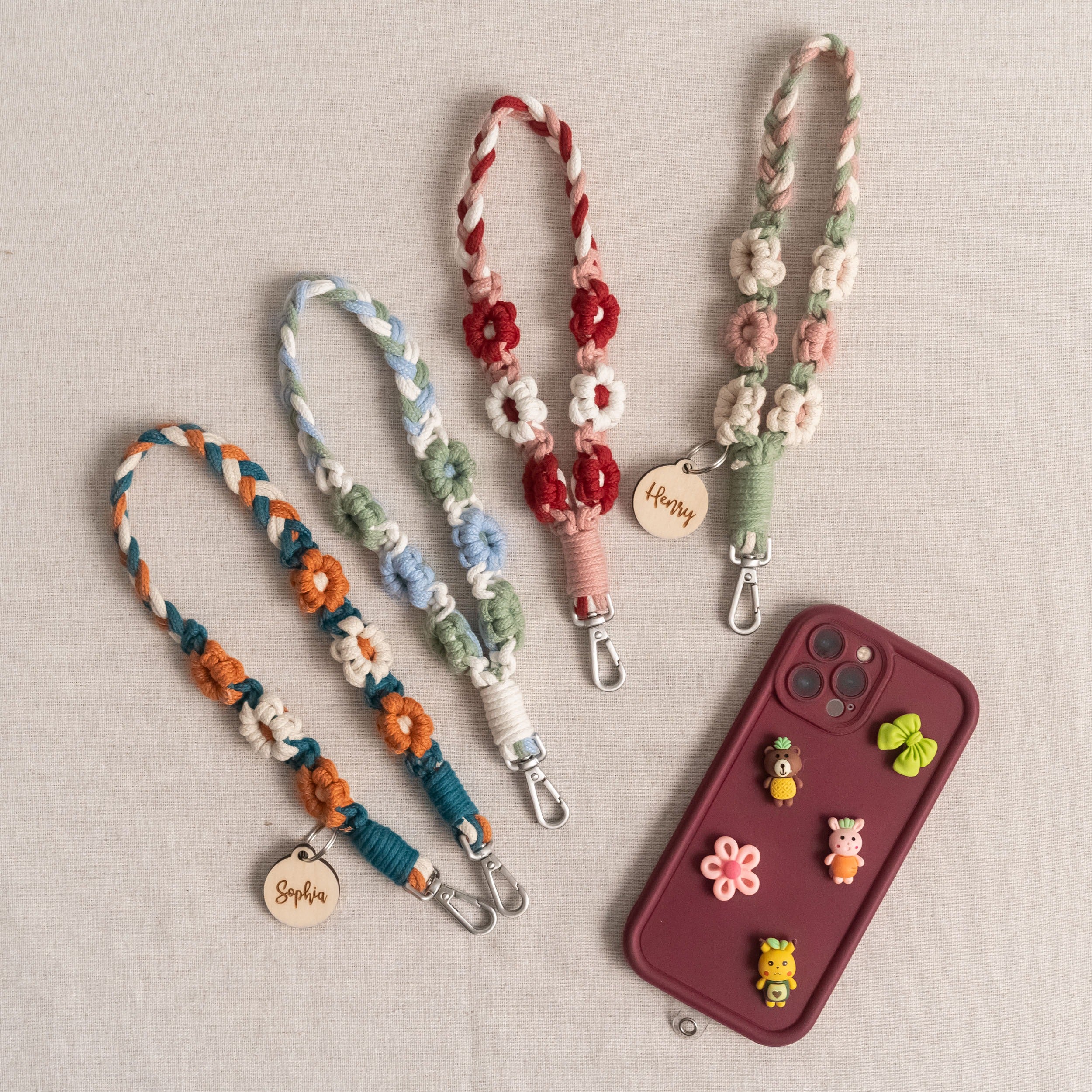 Macrame Phone Lanyard Strap Handmade Macrame for Hanging Decor and Colorful Macrame Hanging I99