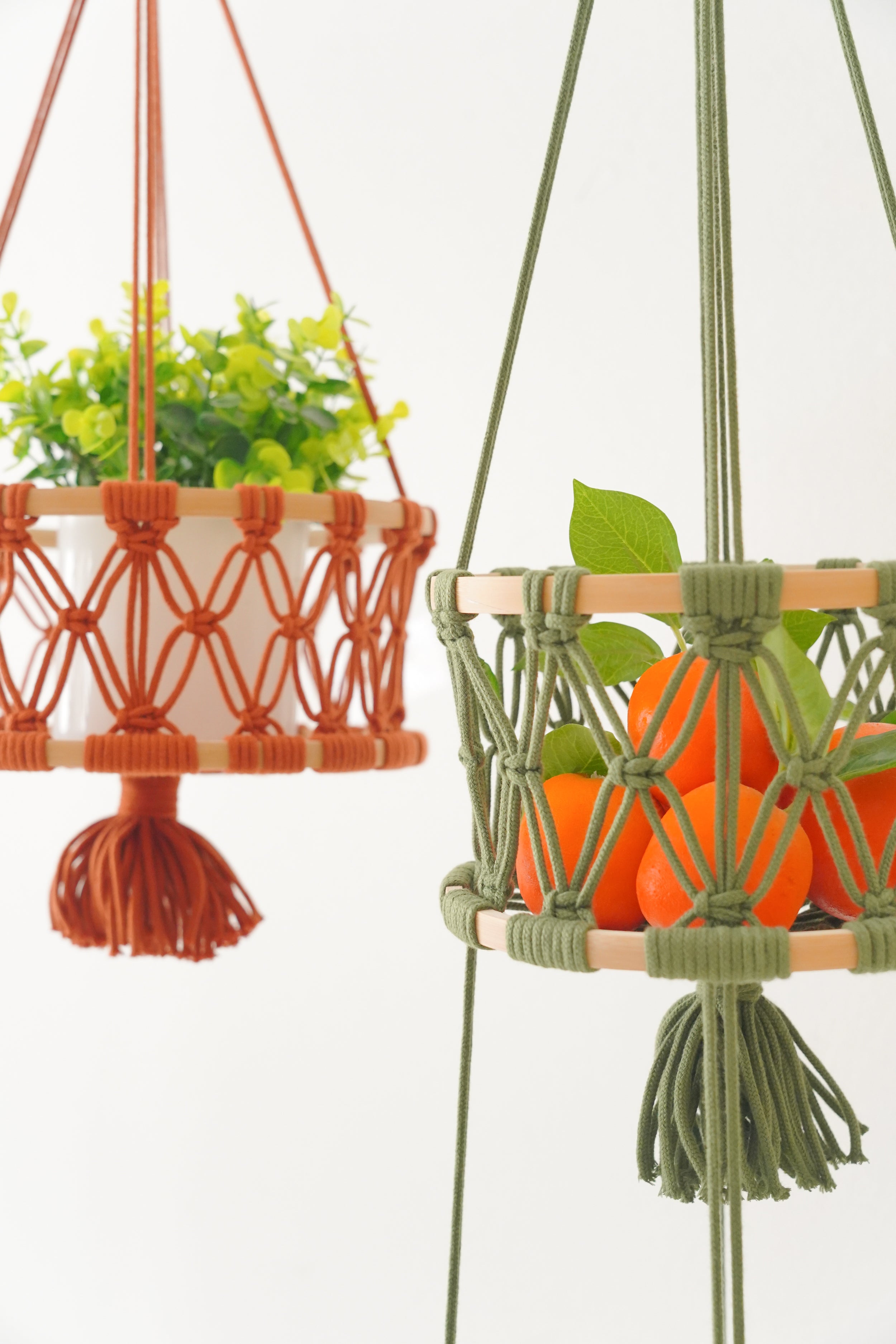 Macrame Vegetable Storage Basket for Hanging Kitchen Use H96