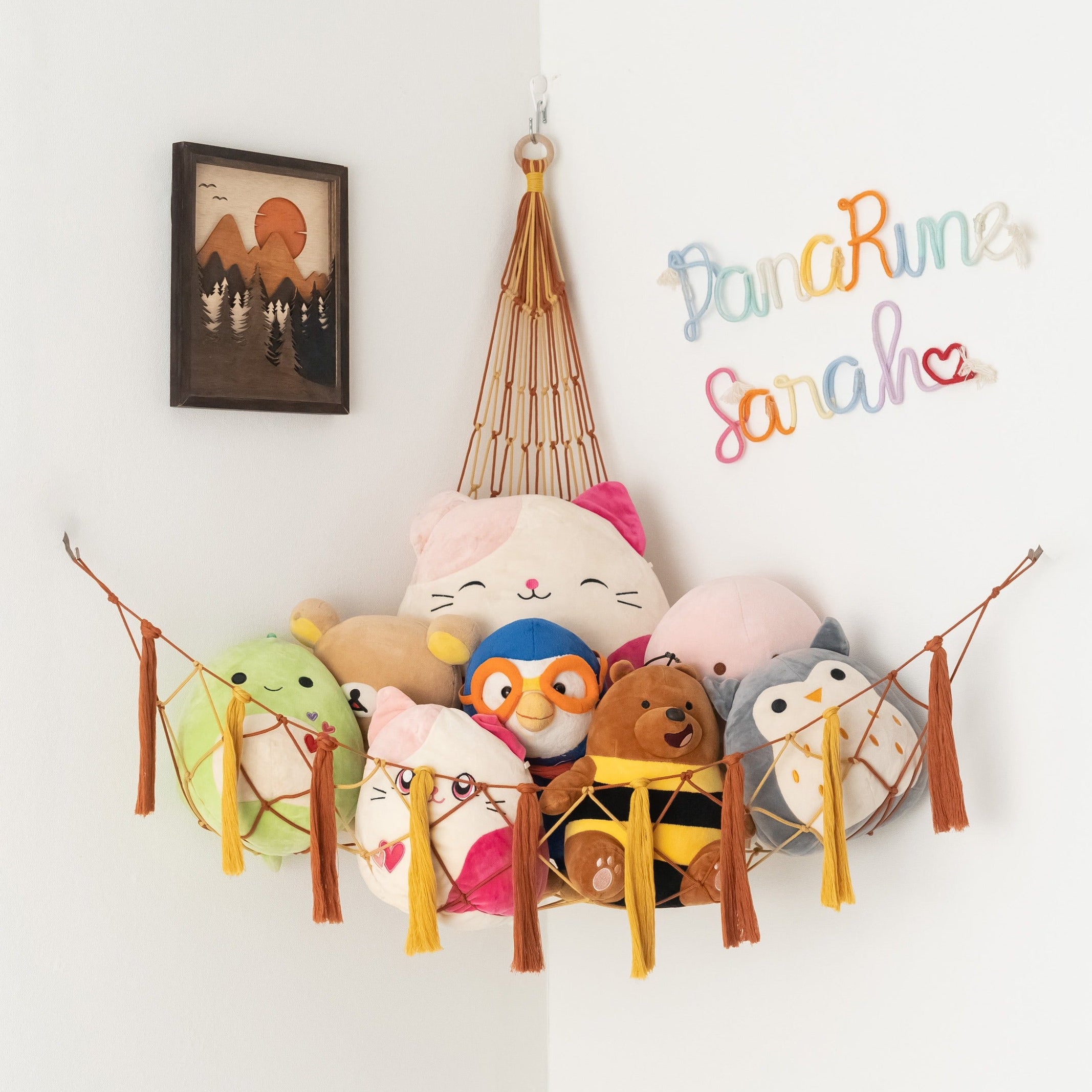 Macrame Toy Storage Hammock for Boho Nursery Decor H20