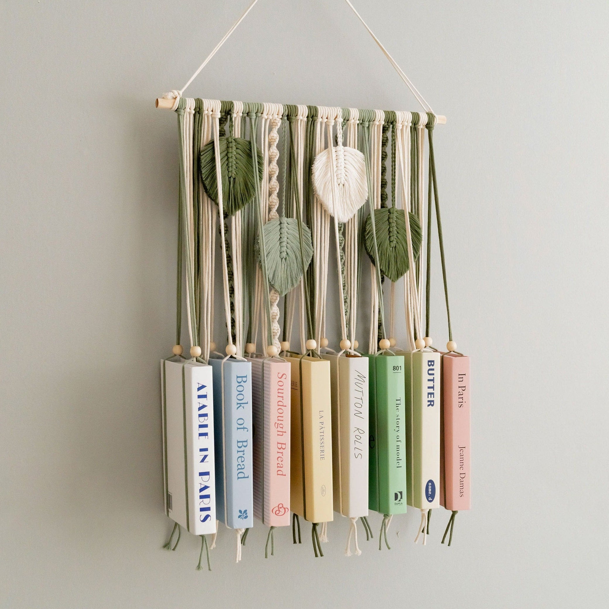 Macrame Book Organizer – Hanging Wall Bookshelf for Kids Room I62