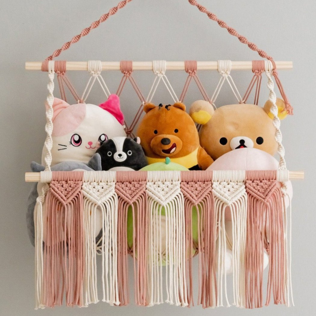 Stuff Animal Hammock For Boho Nursery Toy Storage and Wall Decor