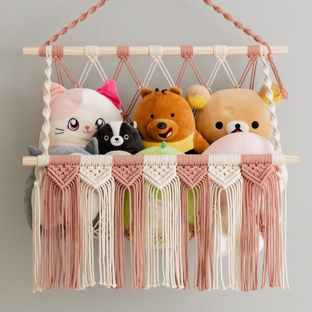 Macrame Toy Hammock for Wall - Plush Storage & Nursery Decor I65
