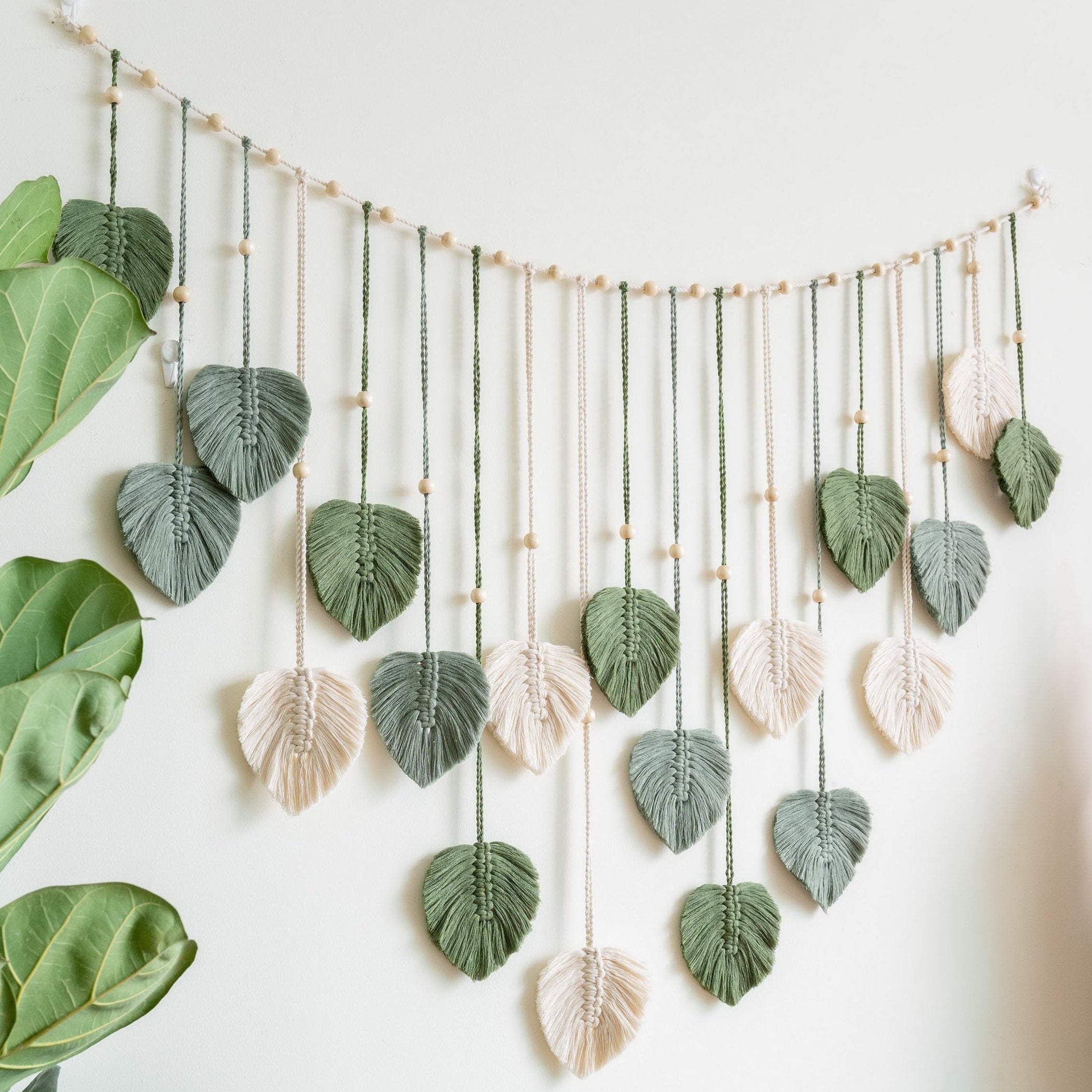 Macrame Leaves Garland macrame cord for Boho Leaf Wall Decor L09