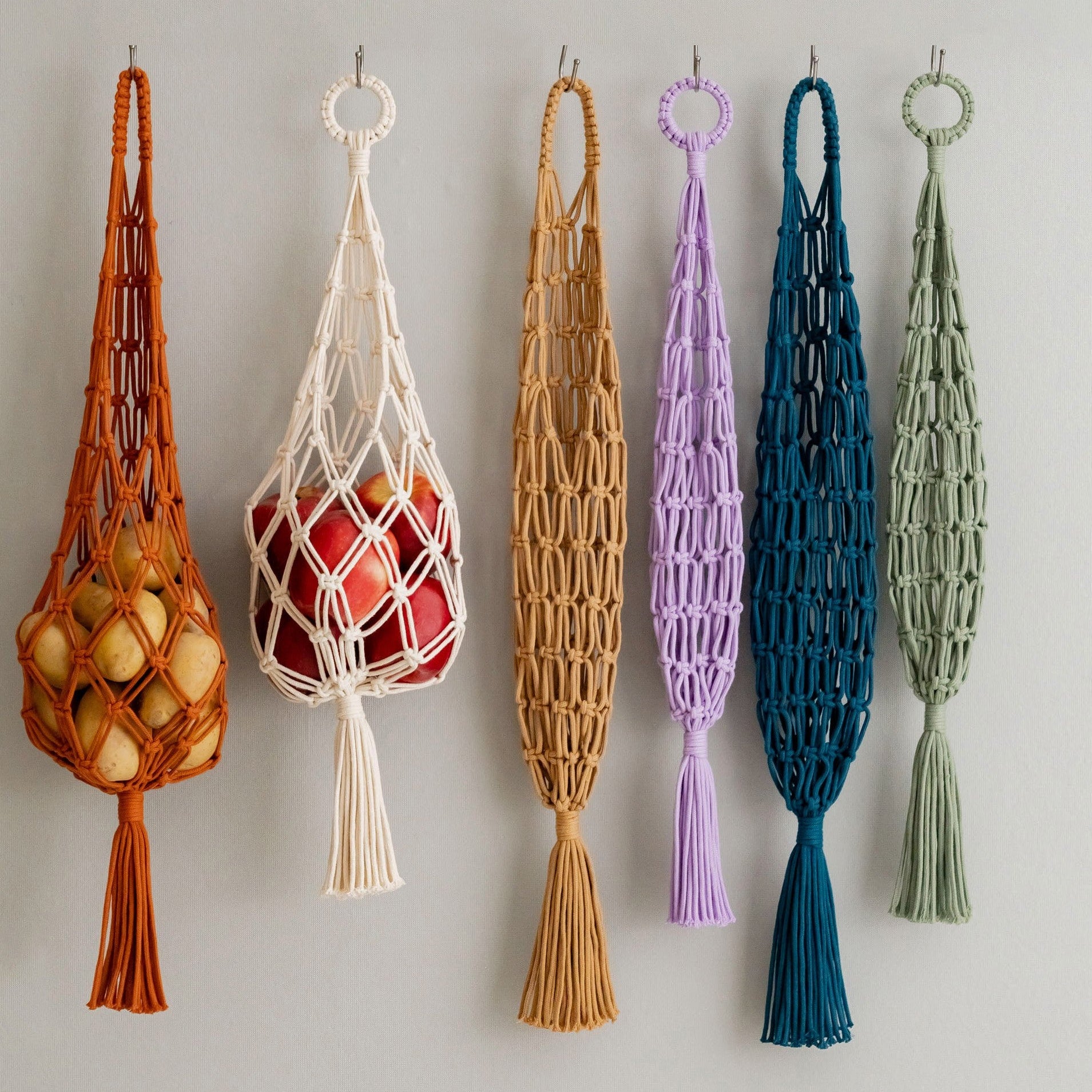 Macrame Vegetable Hanging Basket – Kitchen Produce Holder I17