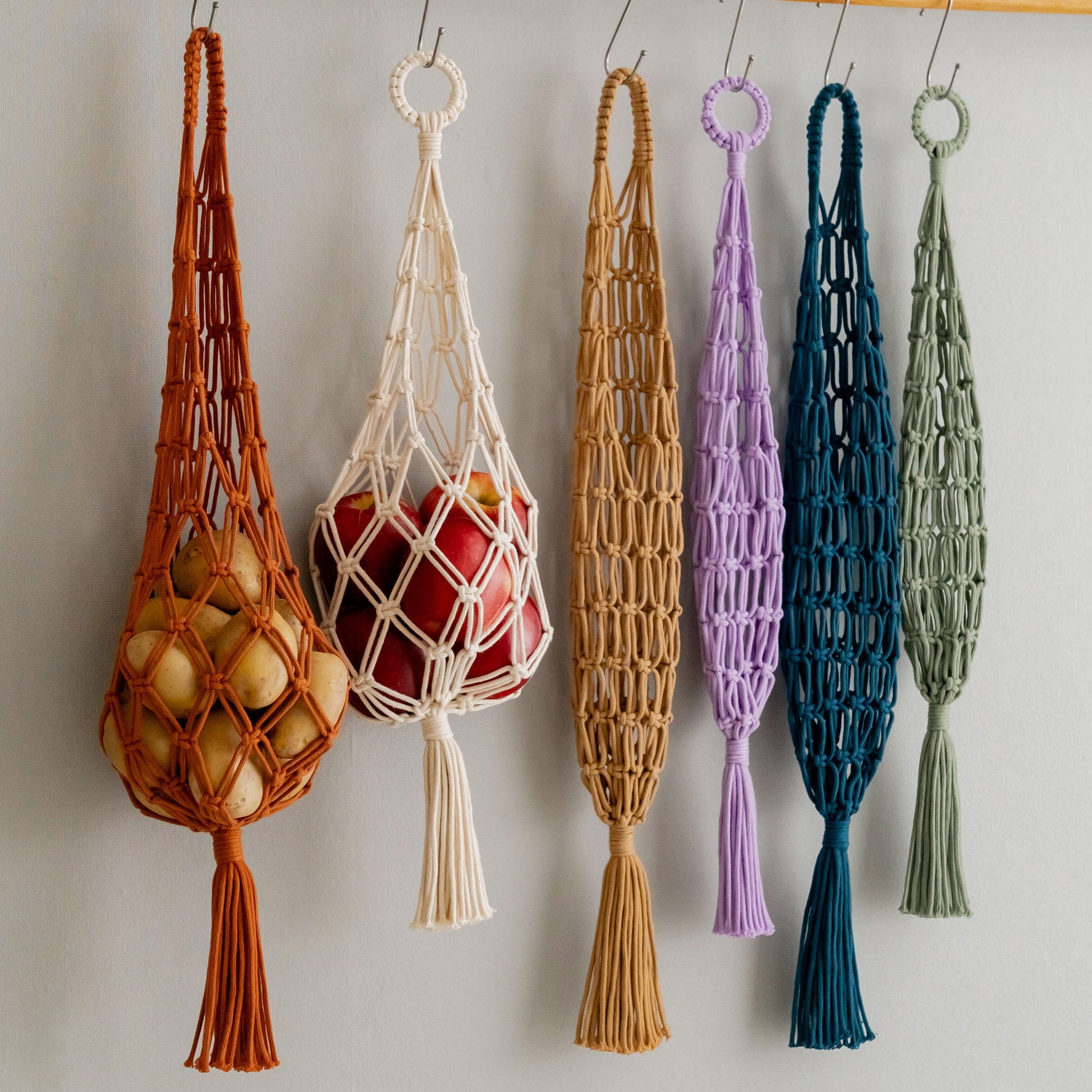 Macrame Vegetable Hanging Basket – Kitchen Produce Holder I17