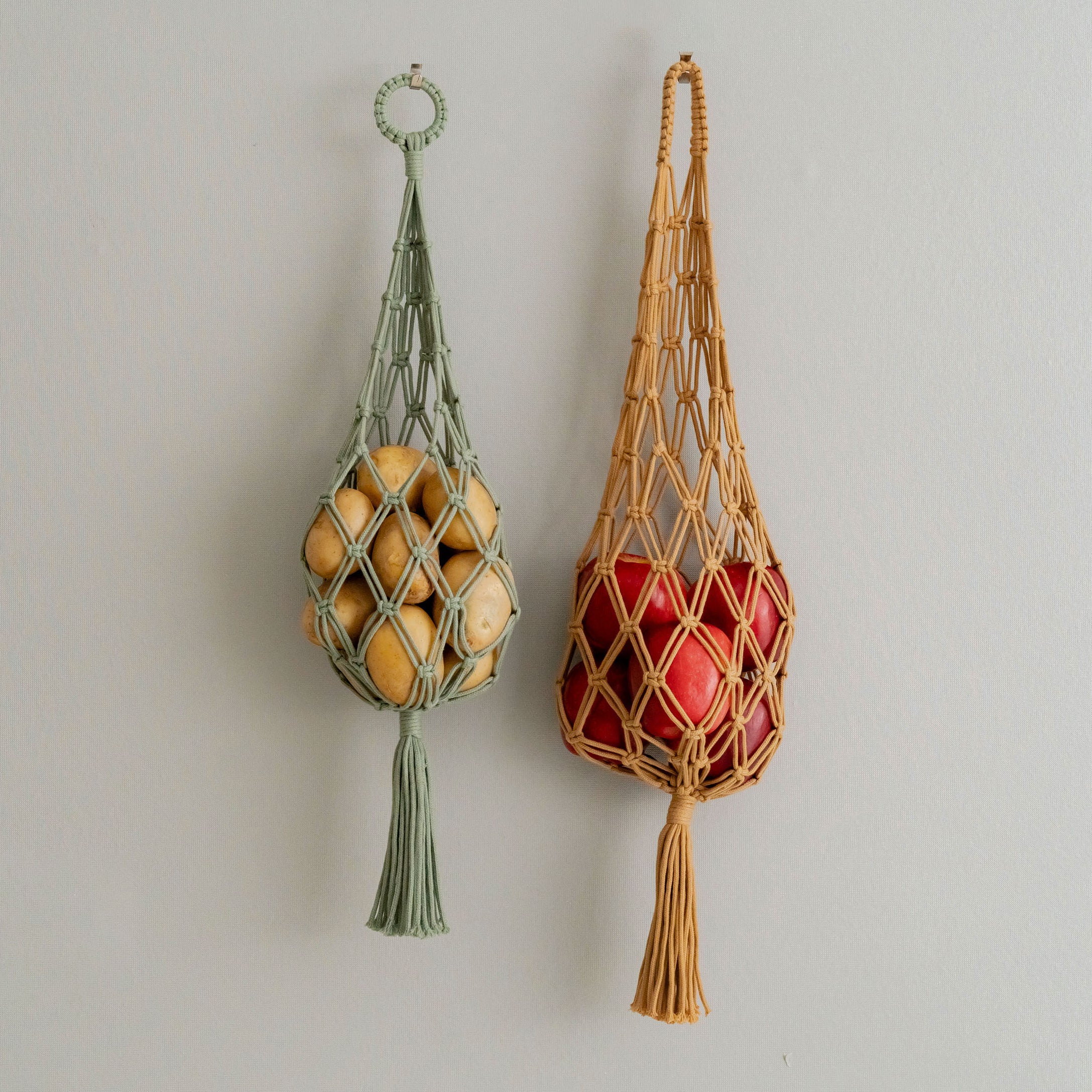 Macrame Vegetable Hanging Basket – Kitchen Produce Holder I17