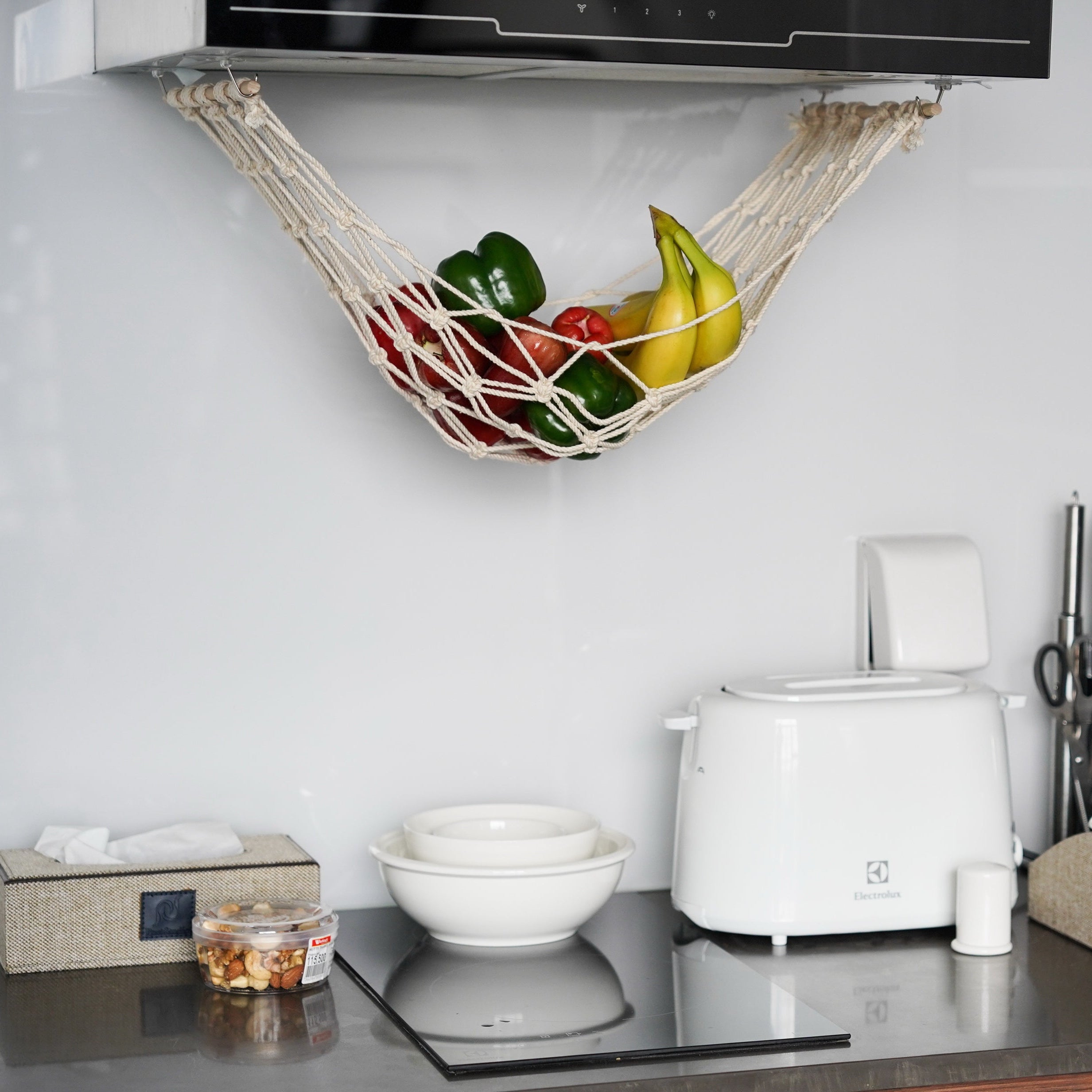Macrame Fruit Hammock Holder macrame cord for hanging fruit storage H06