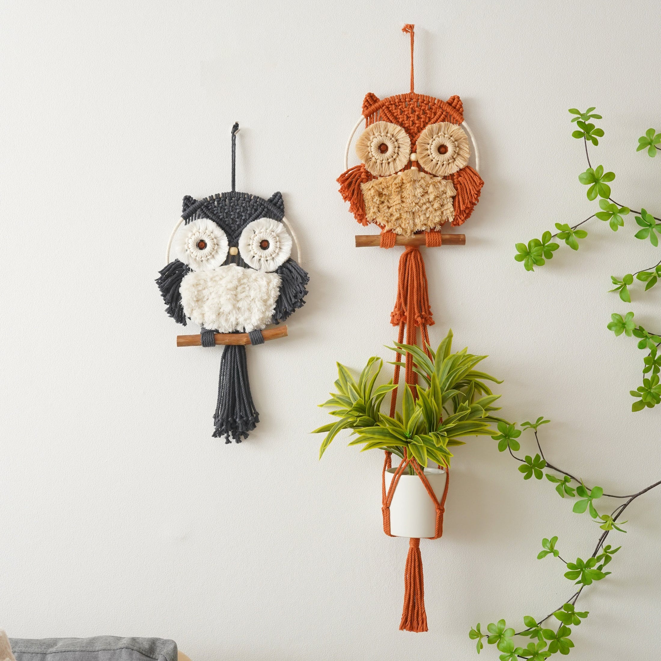 Macrame Owl Wall Hanging macrame cord for Animal Wall Decor and Home W69