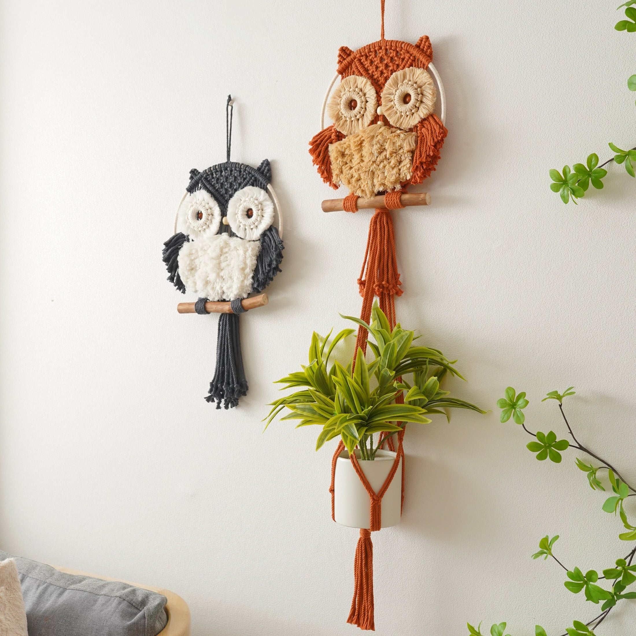 Macrame Owl Wall Hanging macrame cord for Animal Wall Decor and Home W69