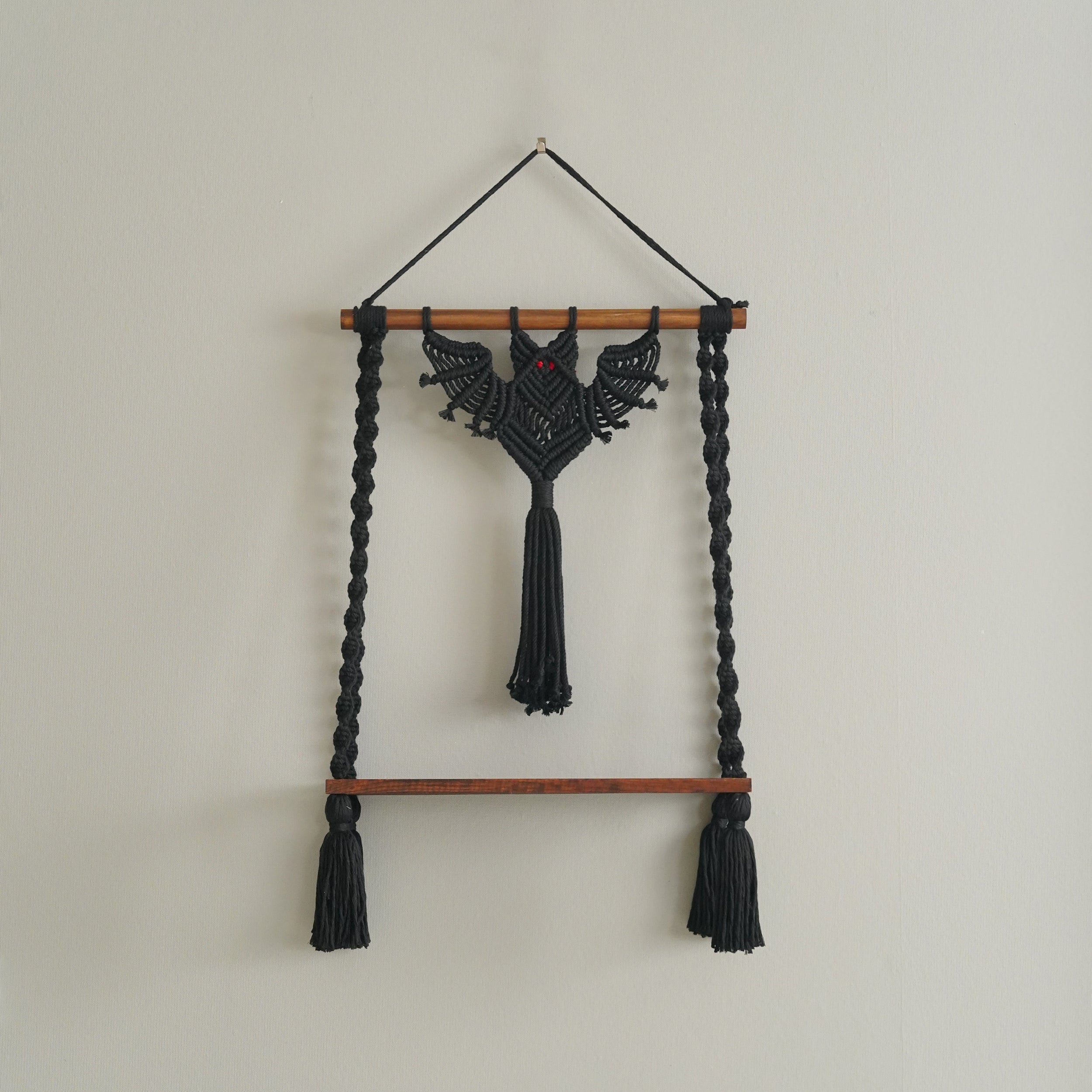 Macrame Bat Wall Hanging for Boho and Gothic Decor