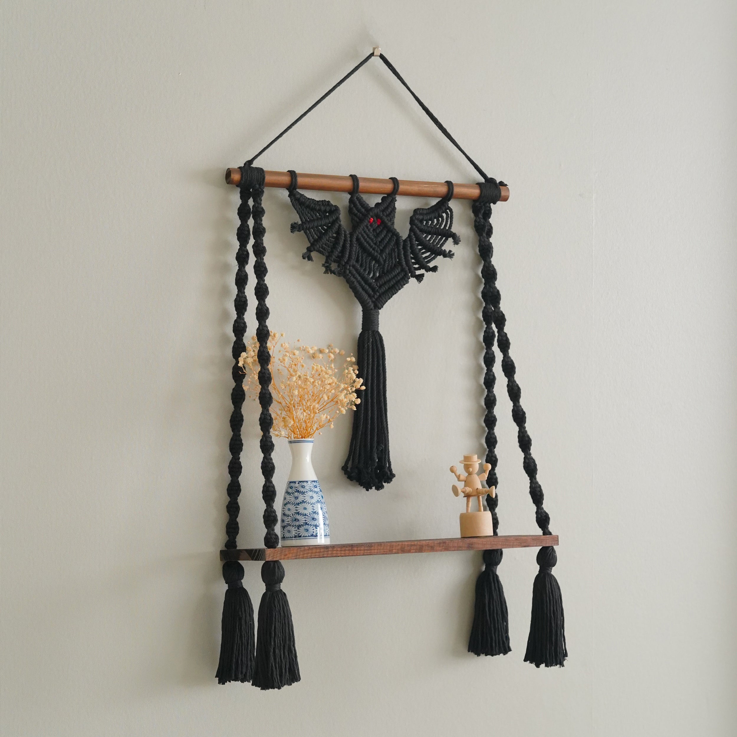 Macrame Bat Wall Hanging for Boho and Gothic Decor