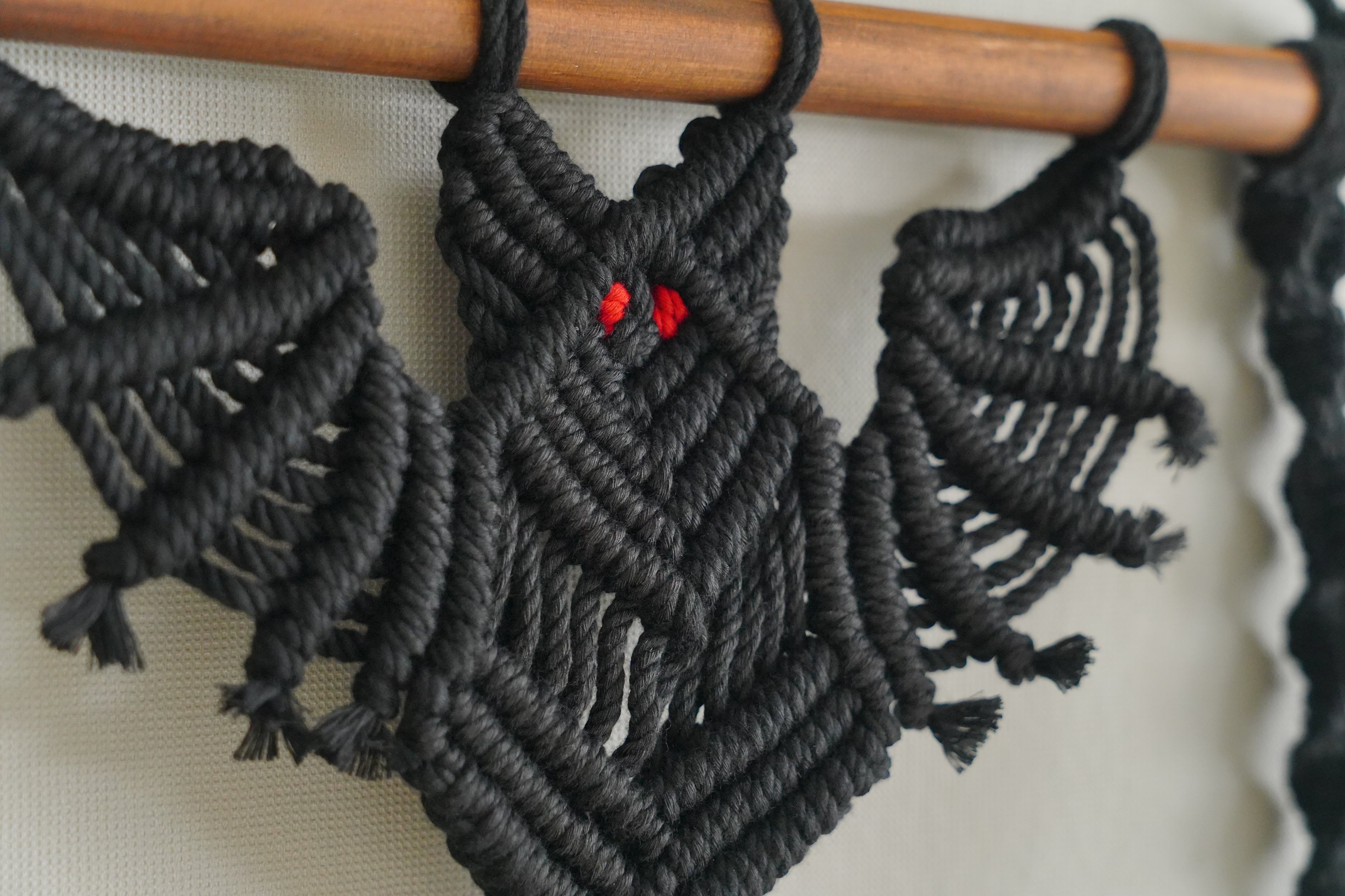 Macrame Bat Wall Hanging for Boho and Gothic Decor