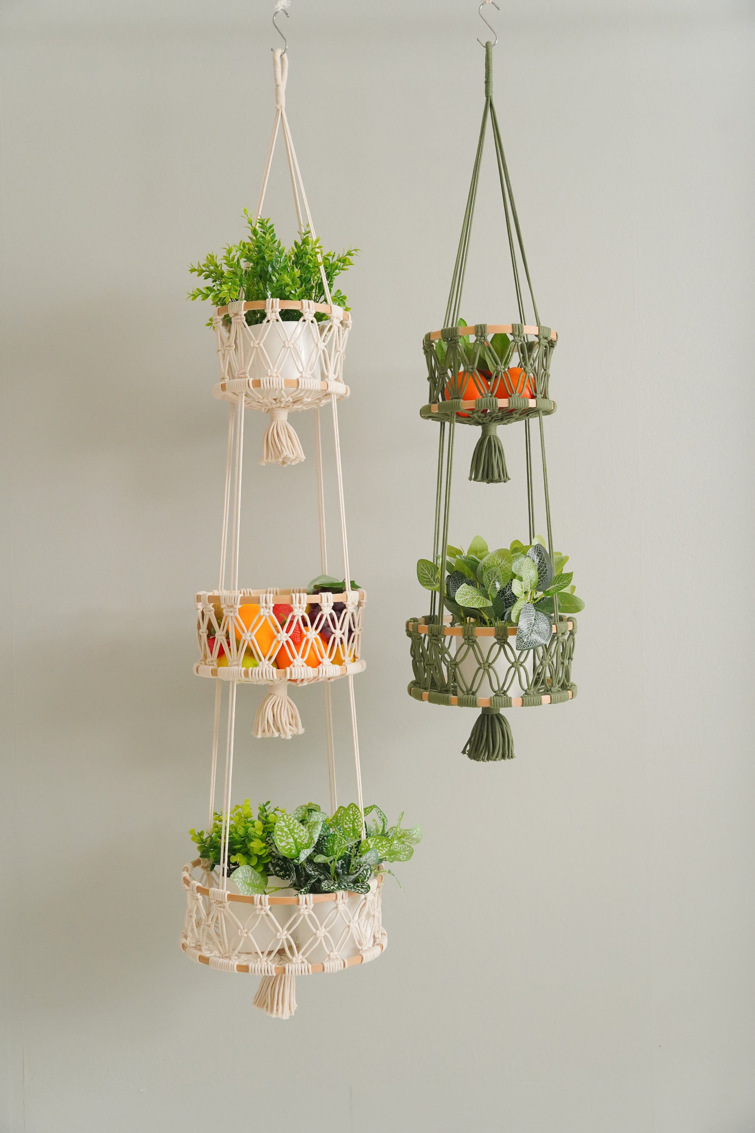 Macrame Vegetable Storage Basket for Hanging Kitchen Use H96