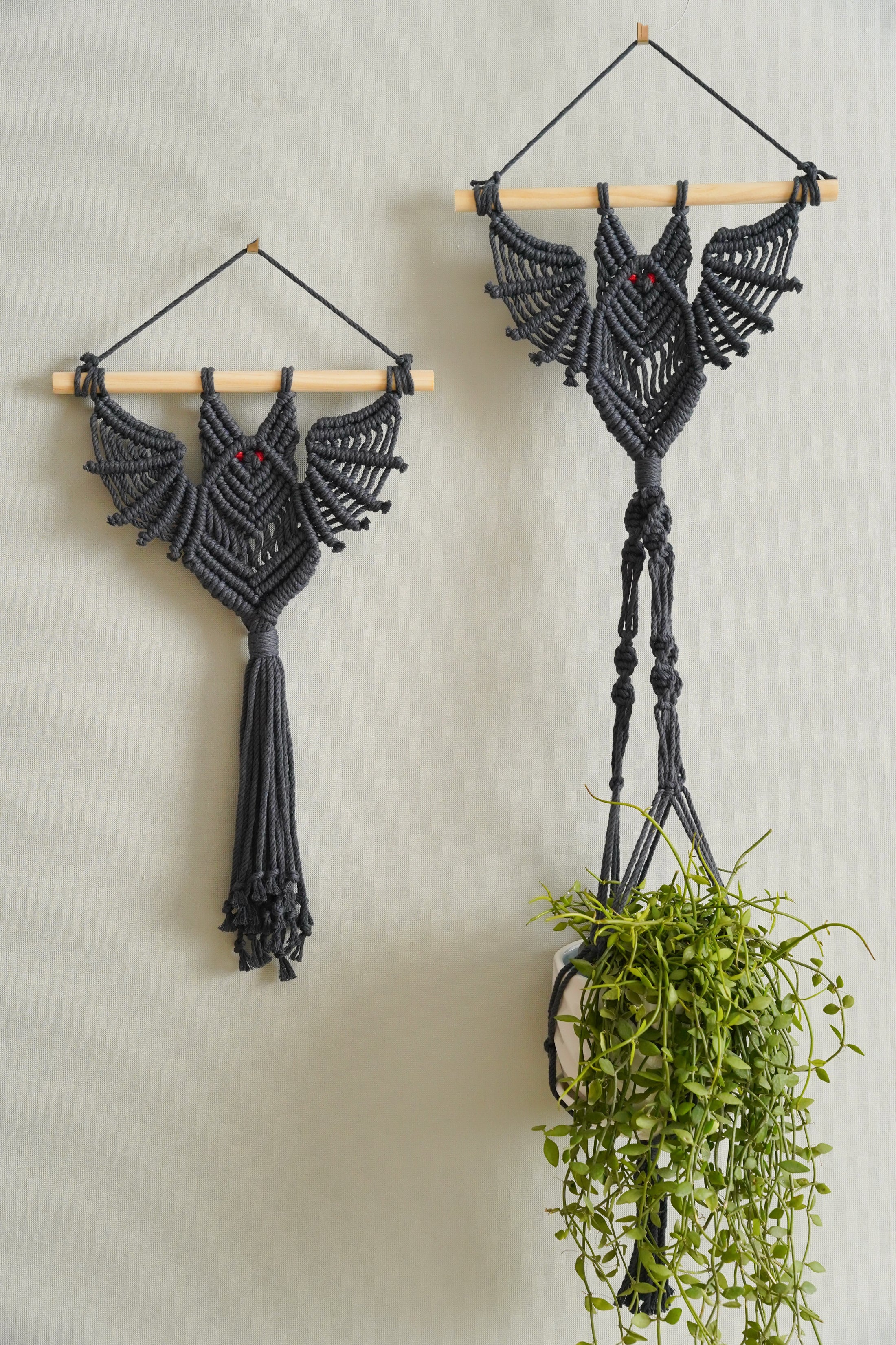 Macrame Bat Wall Hanging for Boho and Gothic Decor