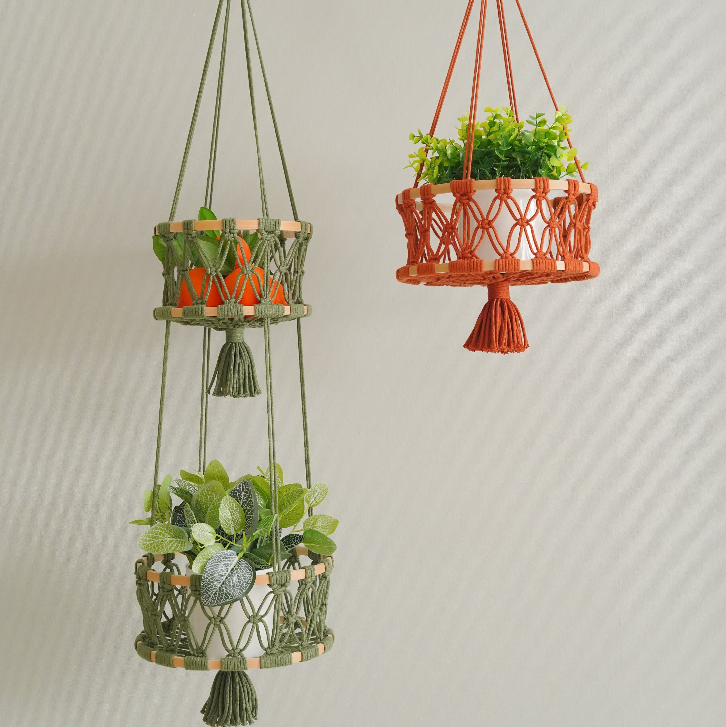 Macrame Vegetable Storage Basket for Hanging Kitchen Use H96