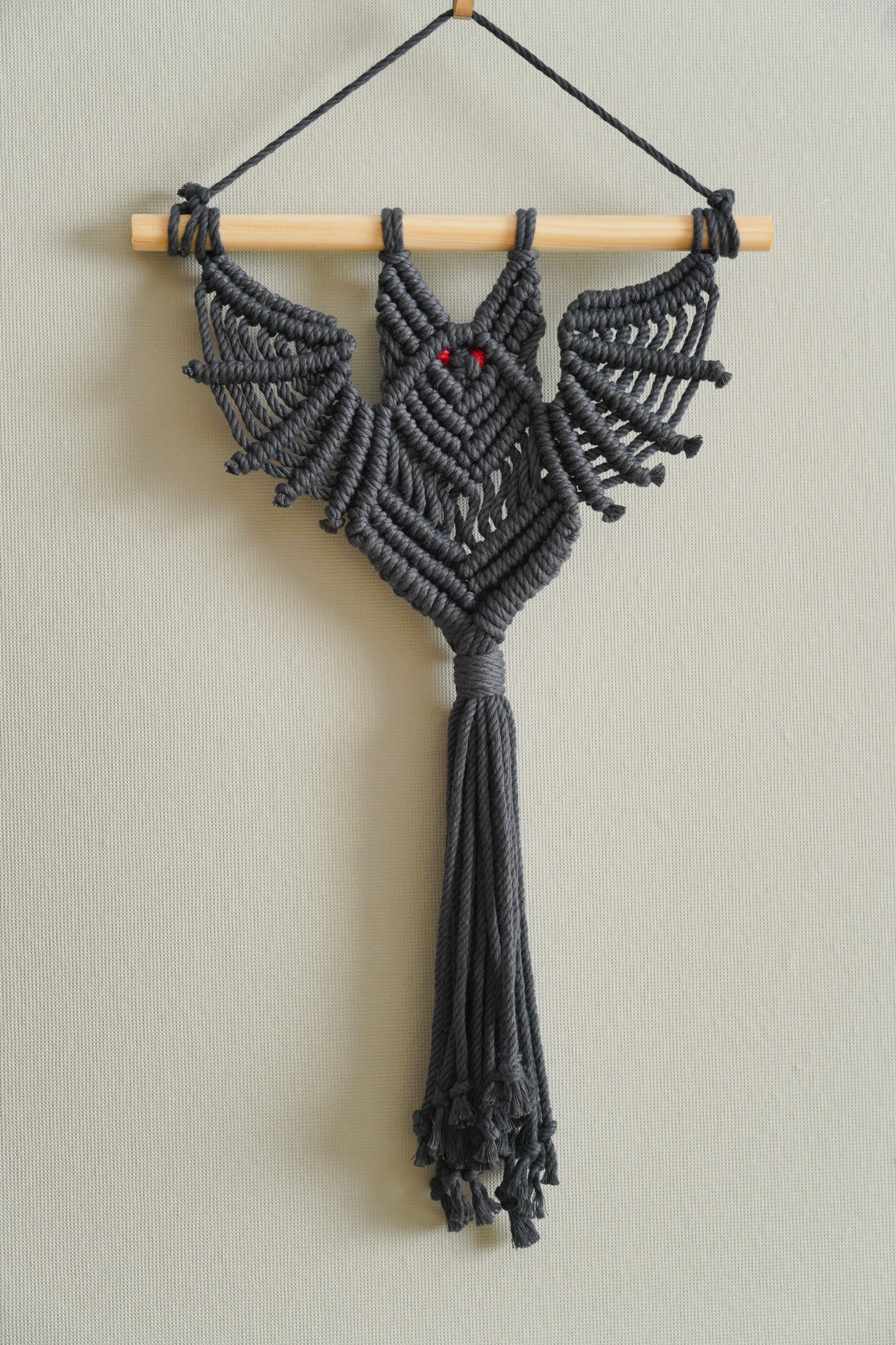 Macrame Bat Wall Hanging for Boho and Gothic Decor