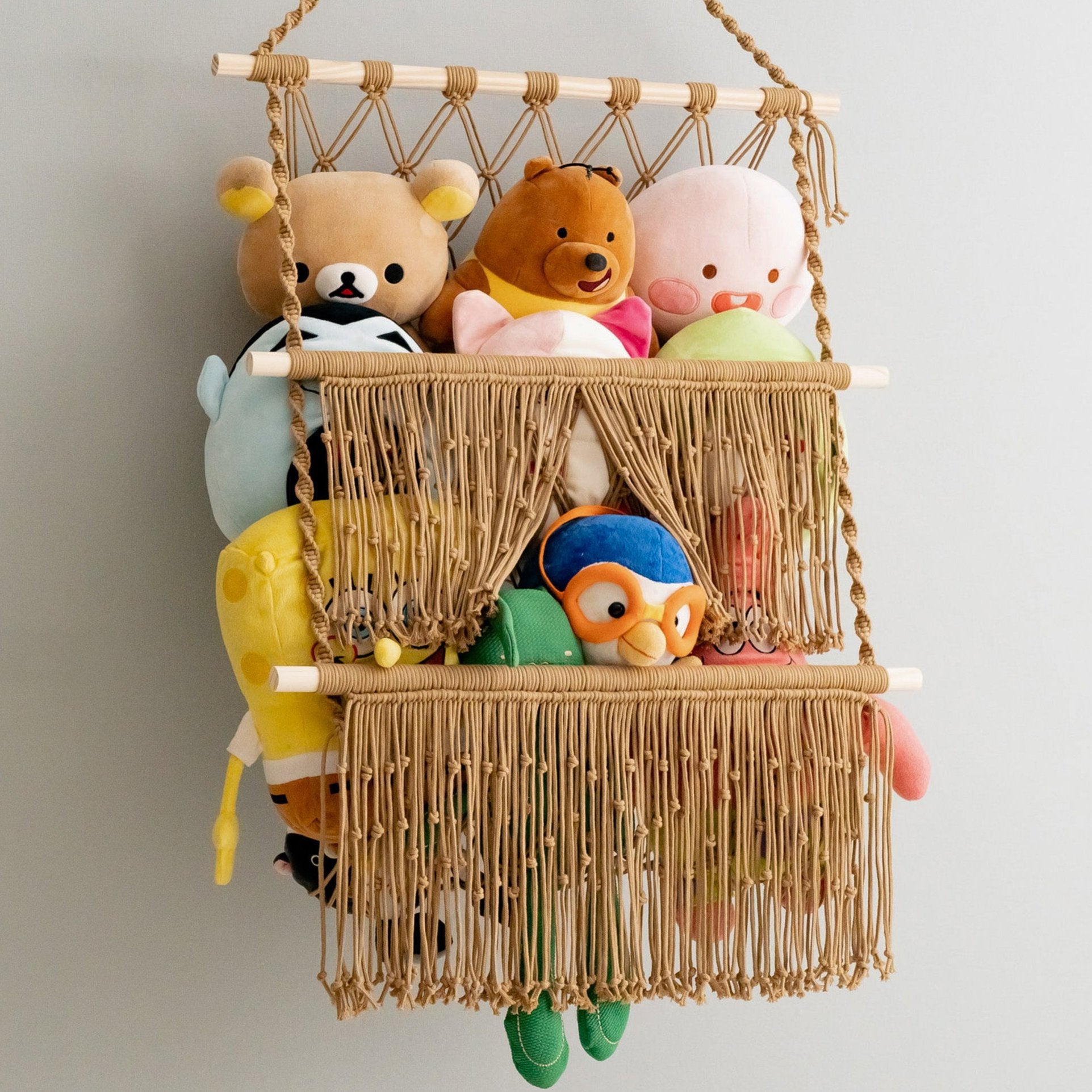 Macrame Toy Hammock For Boho Nursery Storage Solution