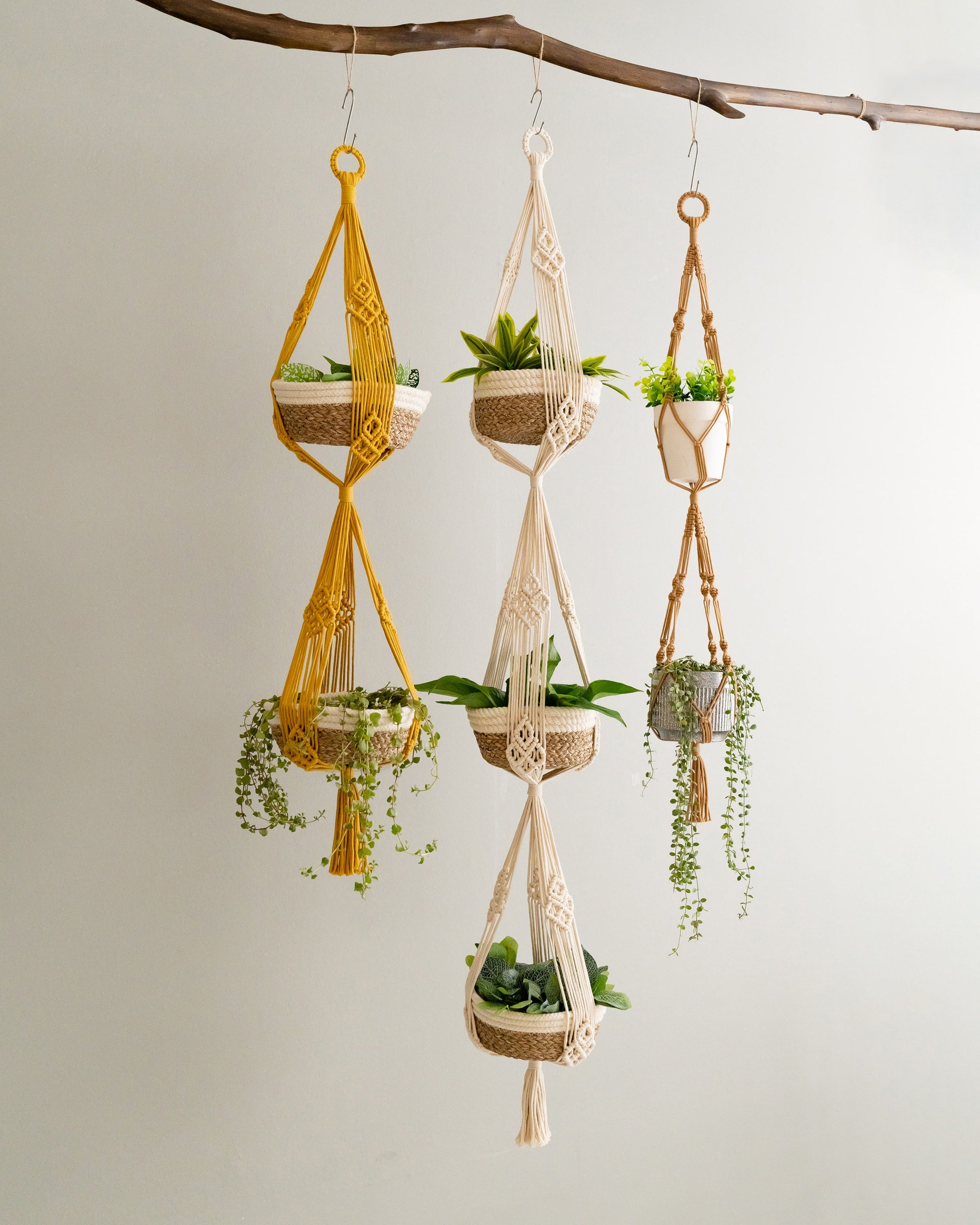 2 Tiers Macrame Plant Holder For Stylish Home and Balcony Decor