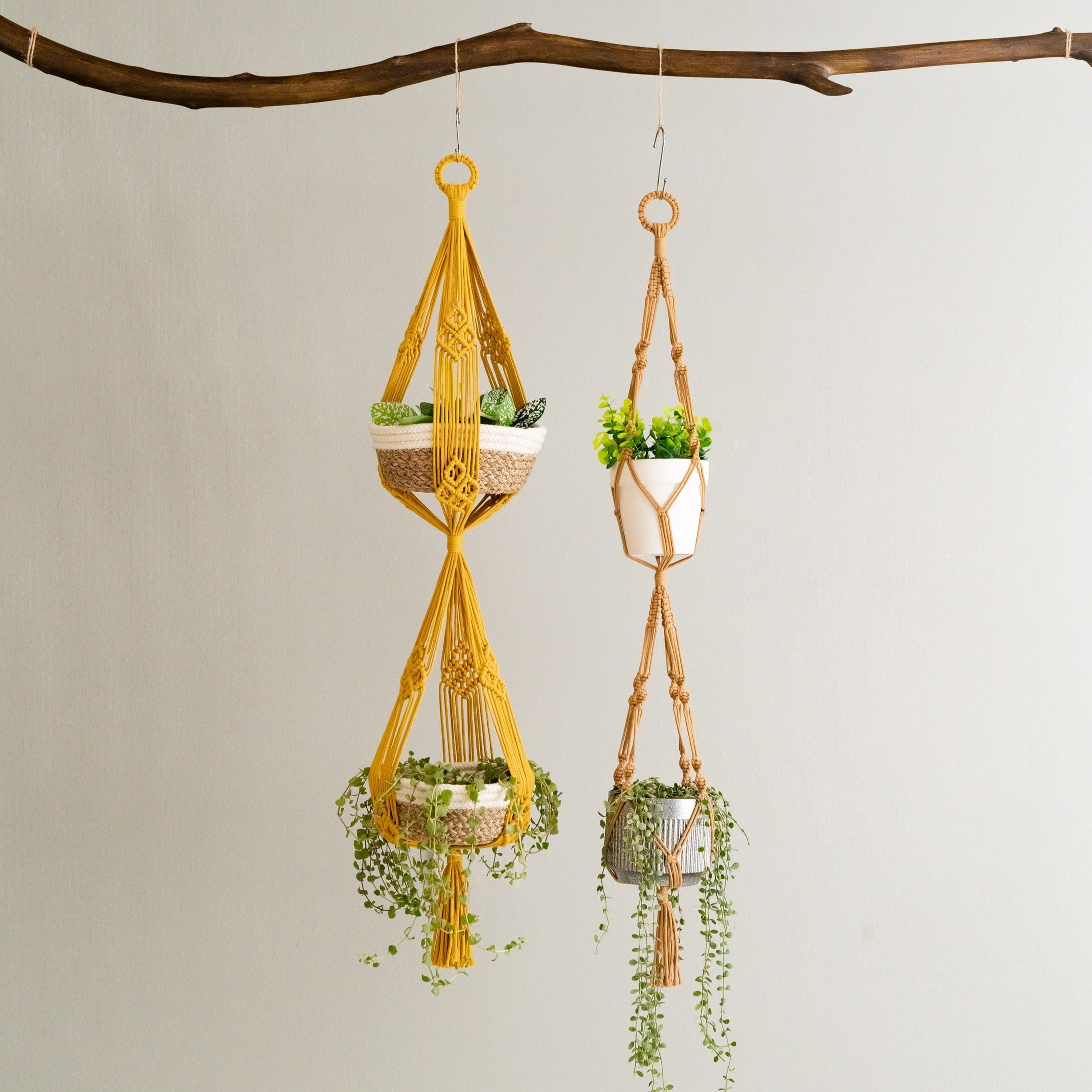 2 Tiers Macrame Plant Holder For Stylish Home and Balcony Decor