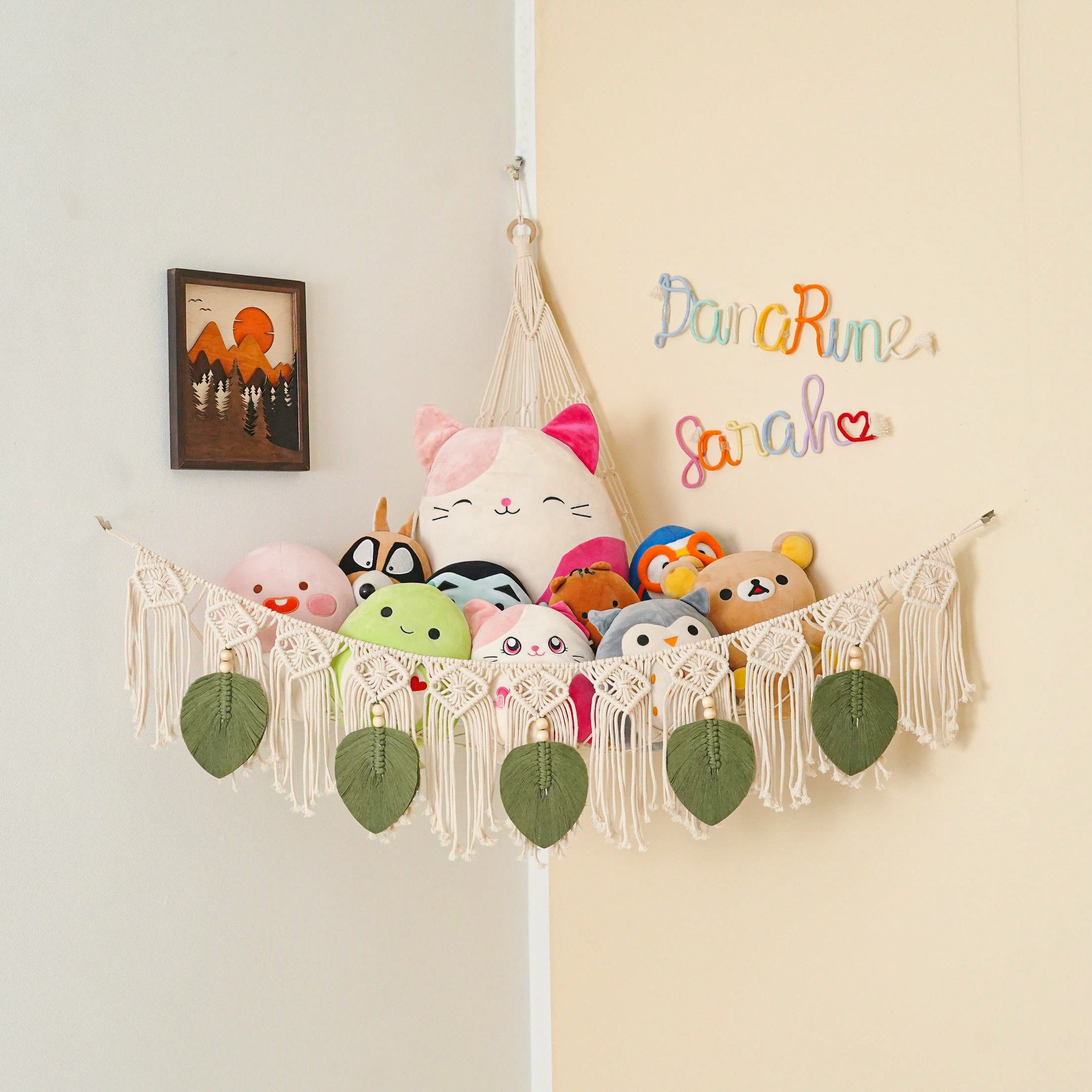 Macrame Toy Storage Kids Toy Wall Storage and Boho Nursery Style I24