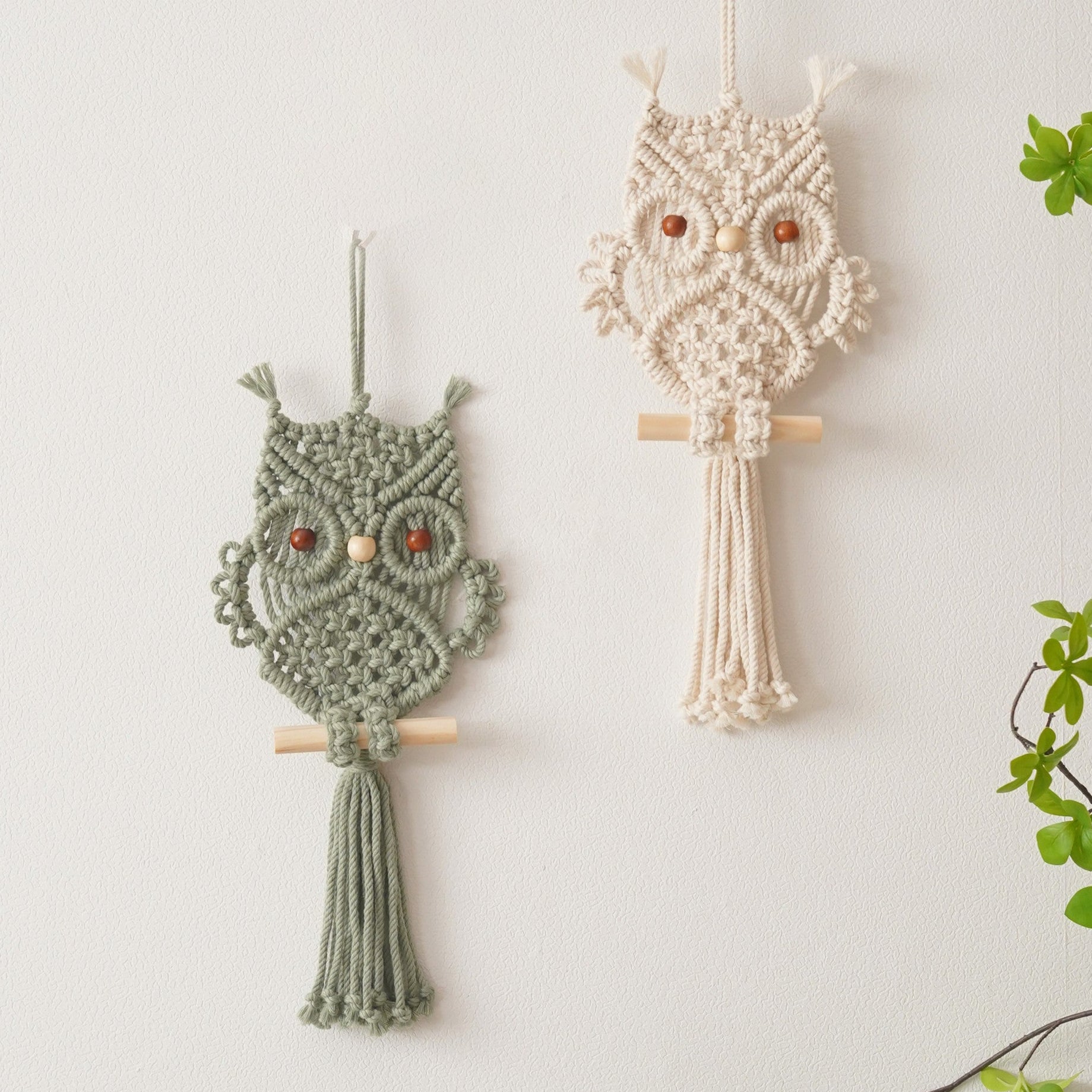 Boho Owl Wall Decor – Macrame Owl Hanging for Rustic Home Style W73