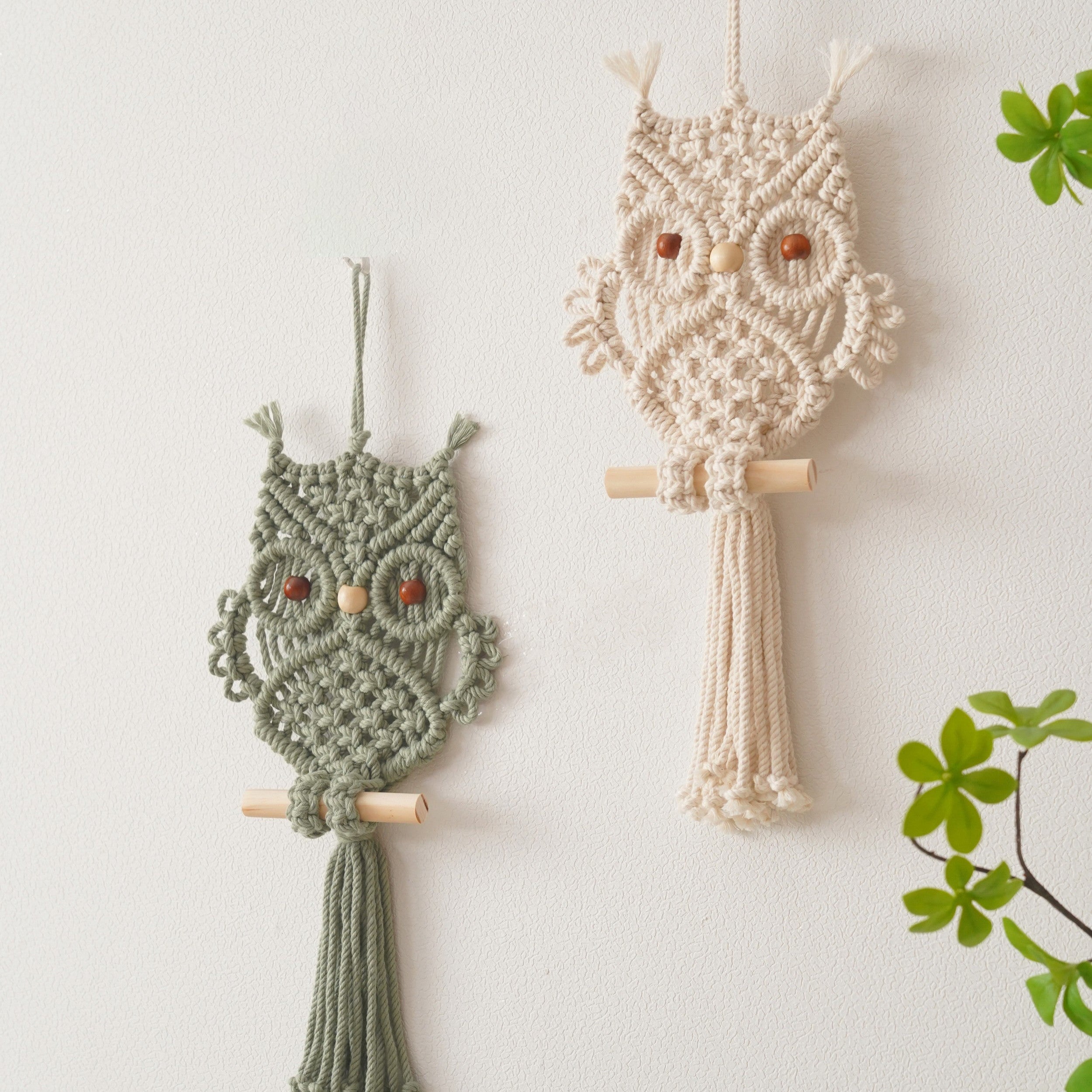 Boho Owl Wall Decor – Macrame Owl Hanging for Rustic Home Style W73