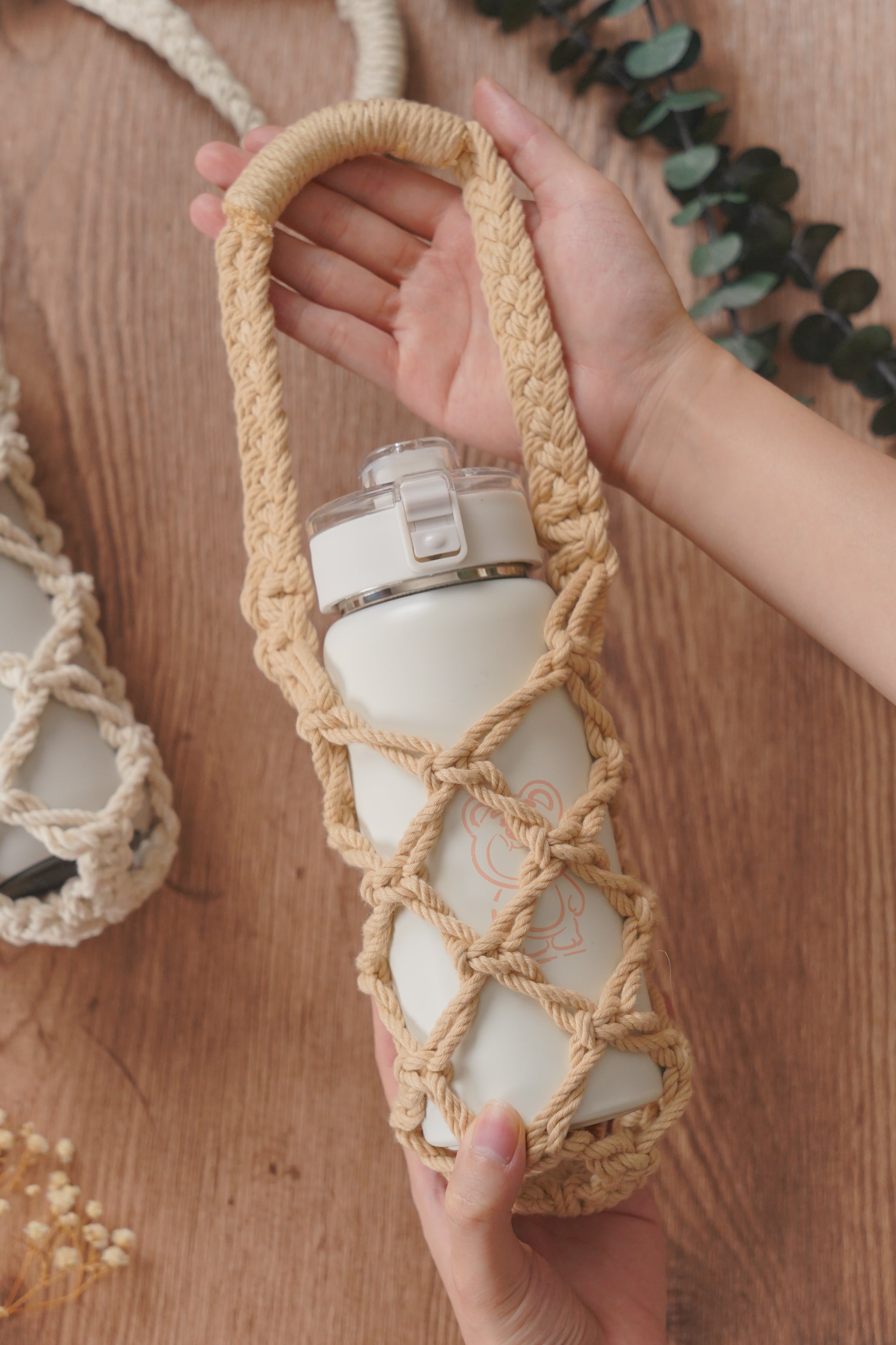 Macrame Bottle Holder Pattern for Reusable Bottle and Eco Carry P32