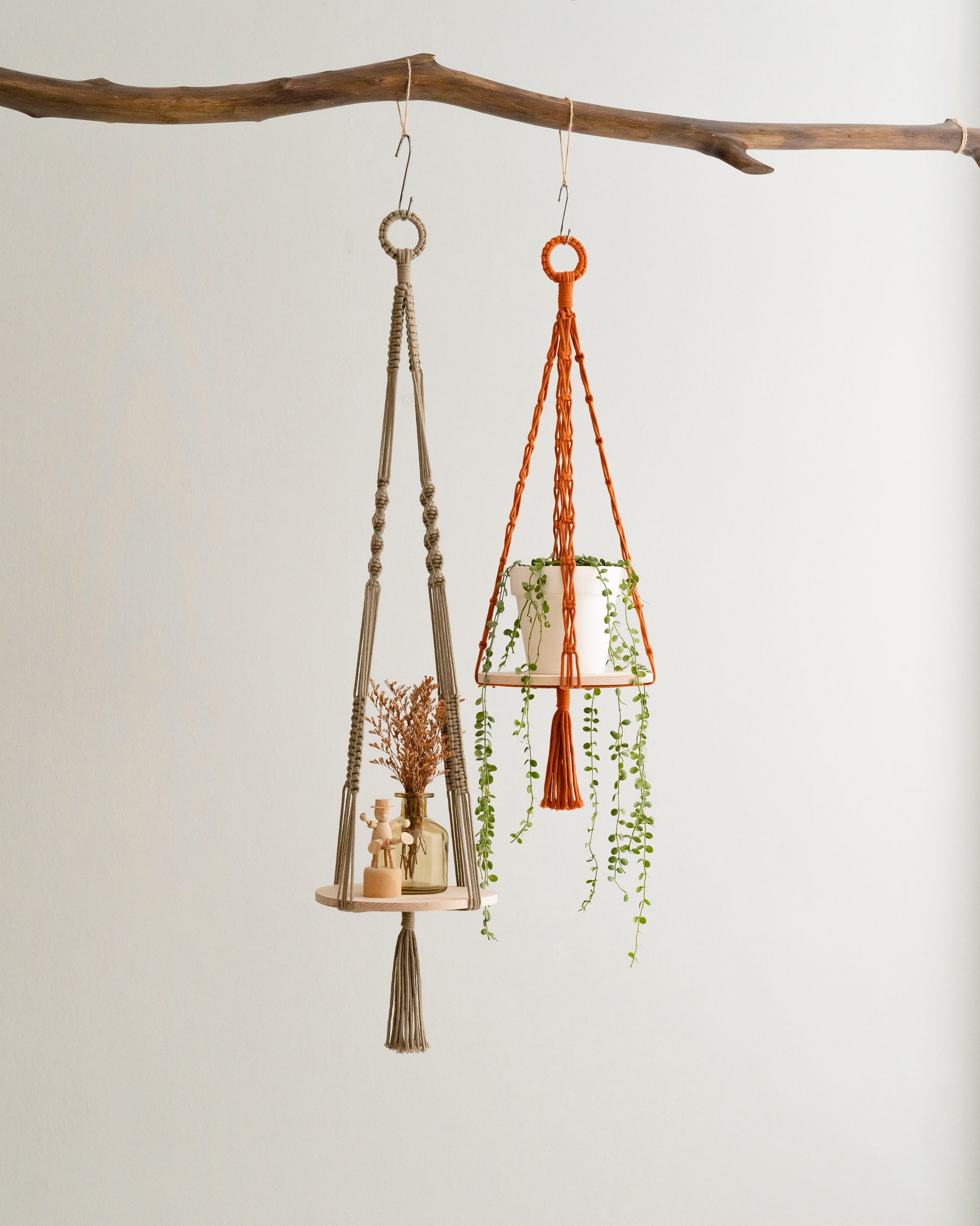 Wood Shelf Plant Holder for Modern Hanging Planters