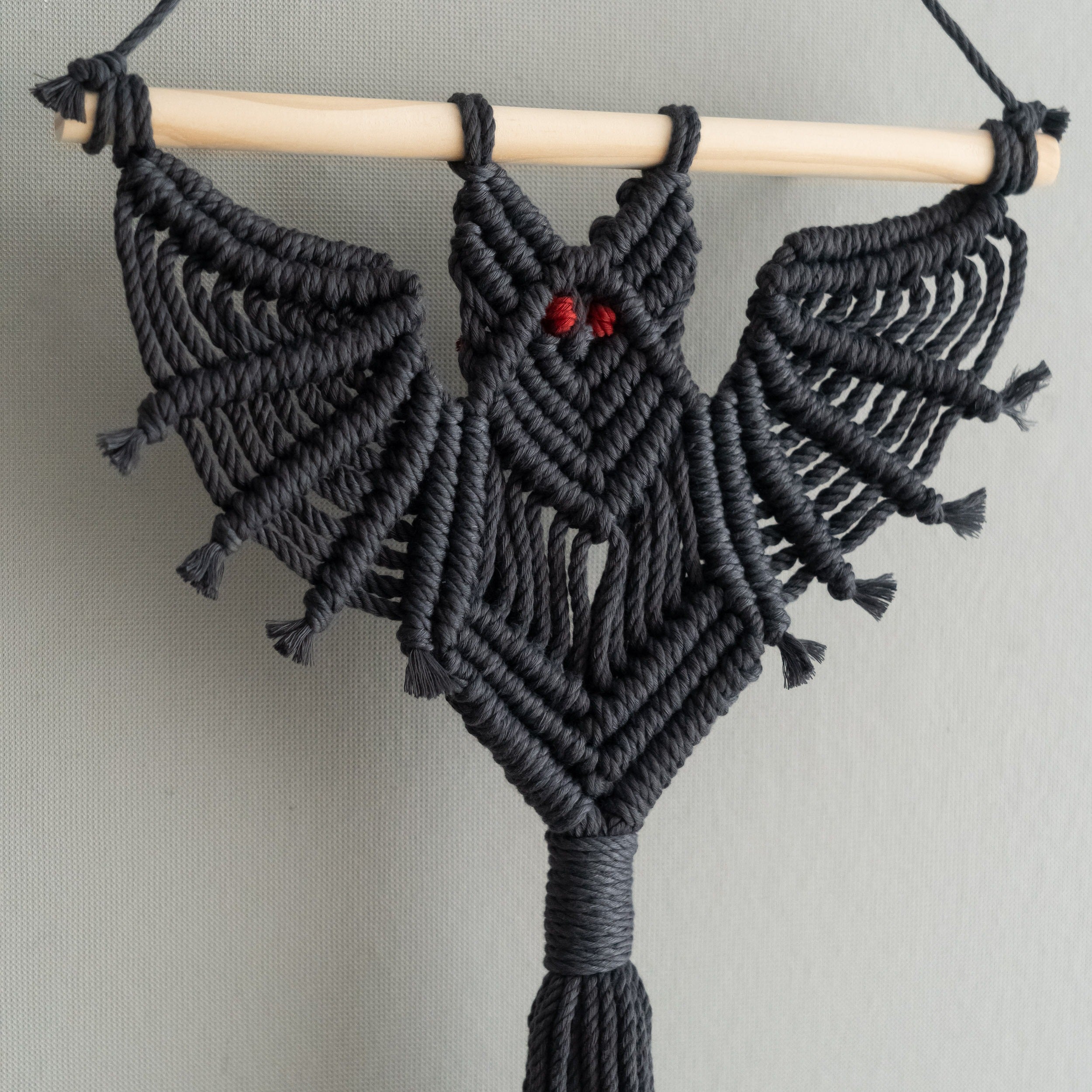 Macrame Bat-Inspired Wall Decor & Plant Hanger – Handmade Boho Art W52