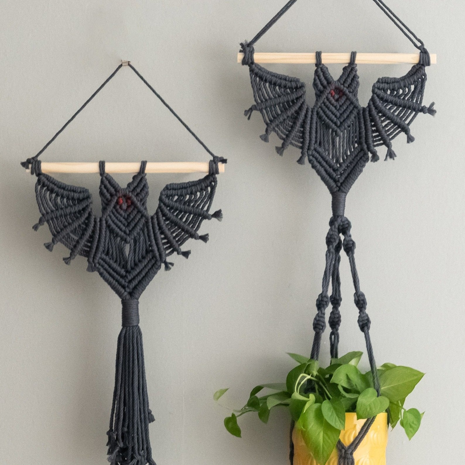 Macrame Bat Wall Hanging for Boho and Gothic Decor