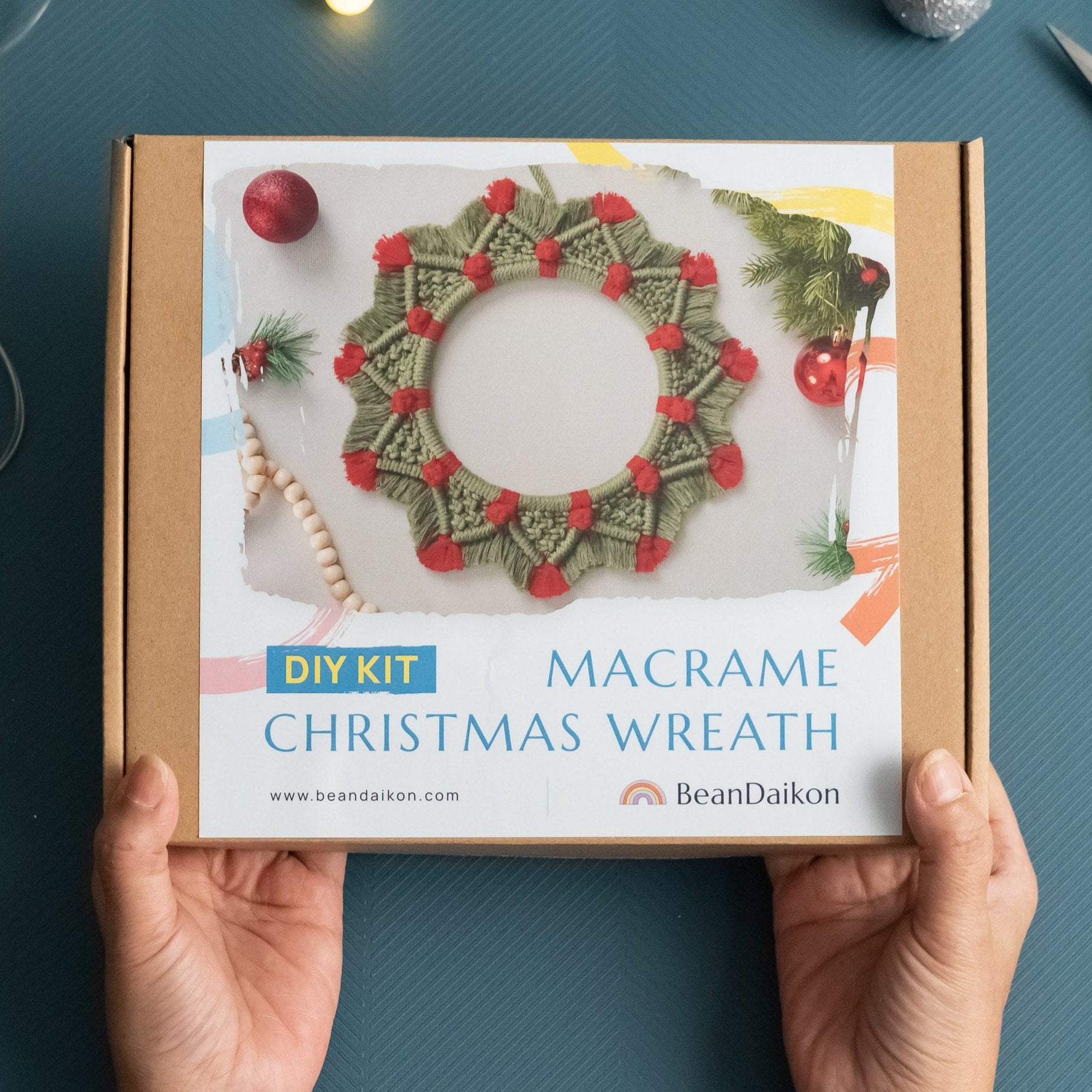 Macrame Christmas Wreath DIY Kit For Boho Holiday Wall Decor