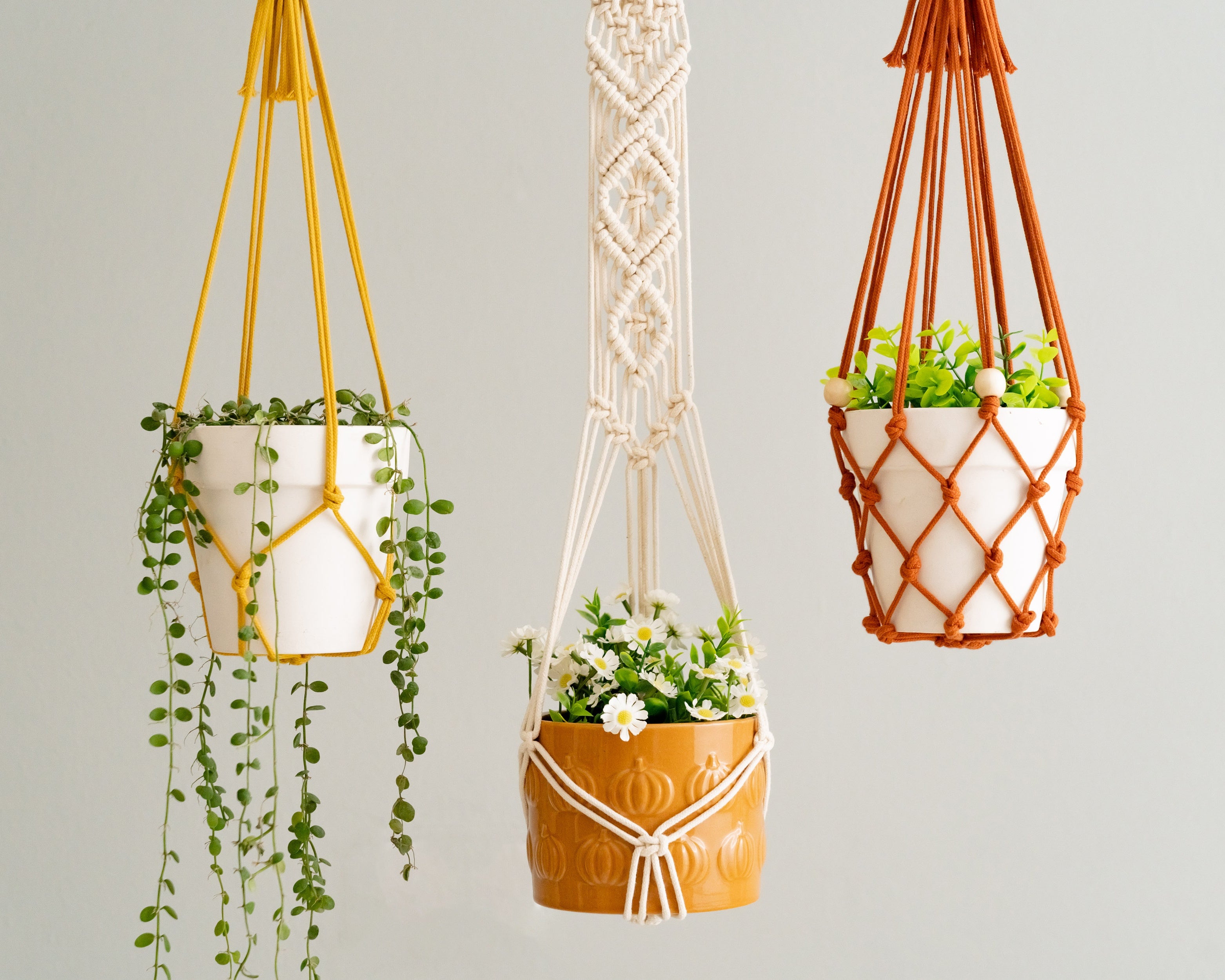 Boho Cotton Macrame Plant Hanger – Hanging Planter I70