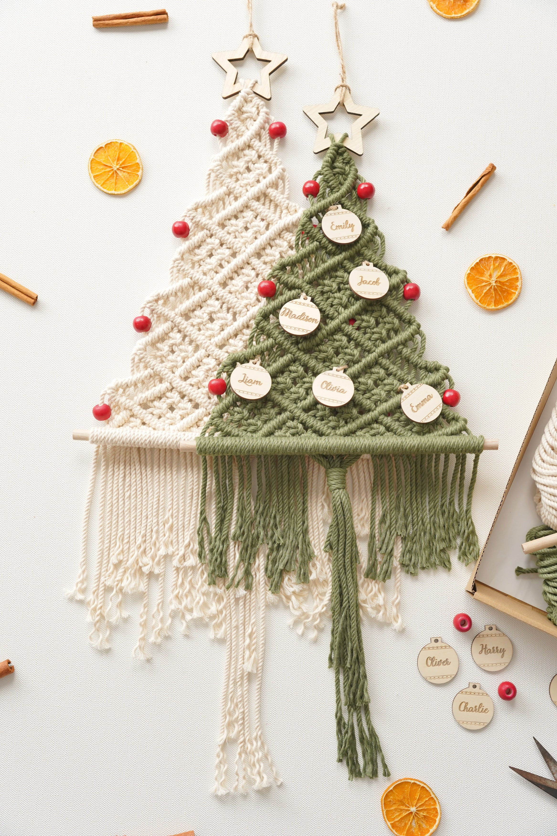 Kit de árbol de Navidad de macramé para hacer tú mismo para la decoración navideña del hogar 